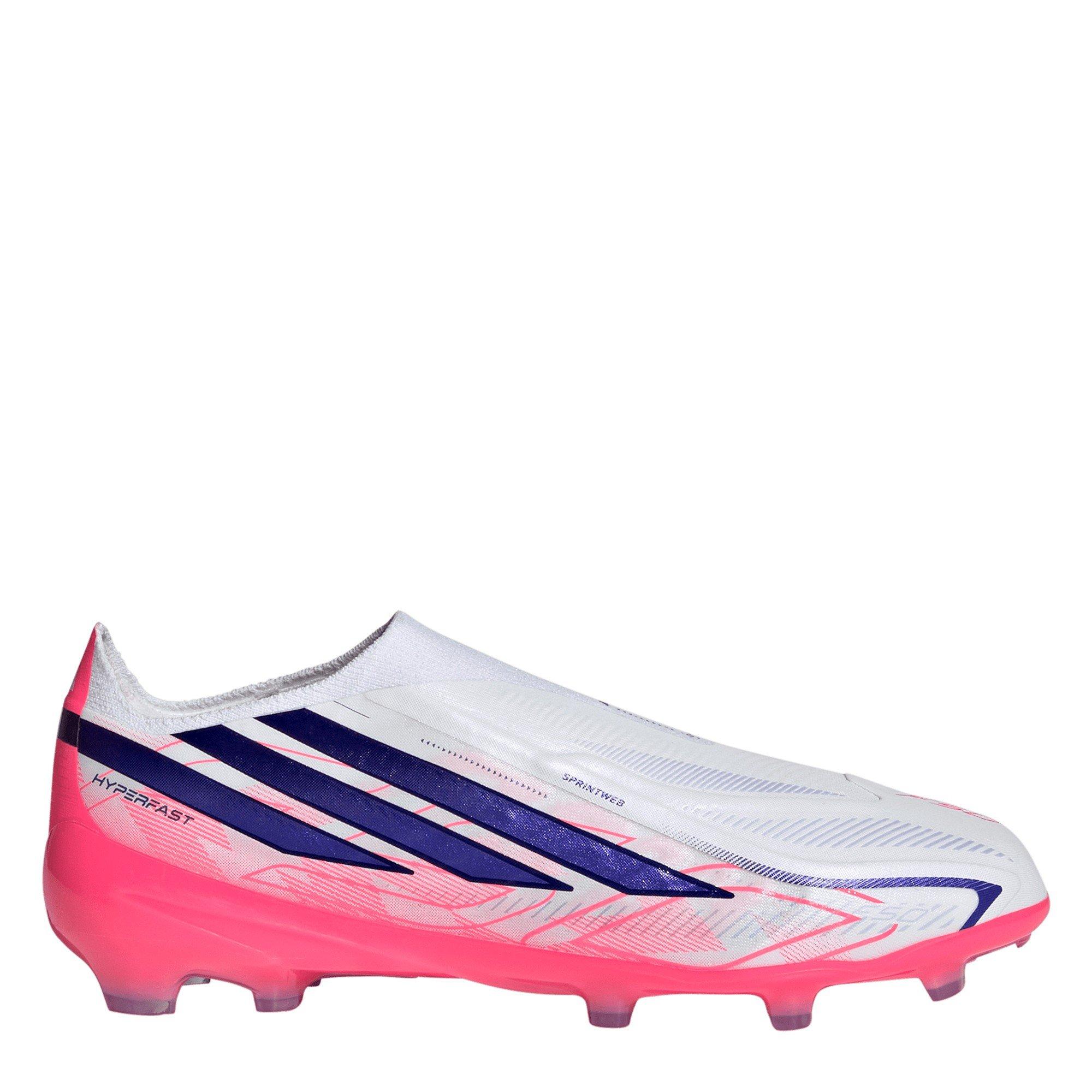 White/Coral - adidas - F50 Hyperfast Elite Laceless Firm Ground Football Boots Juniors - 1