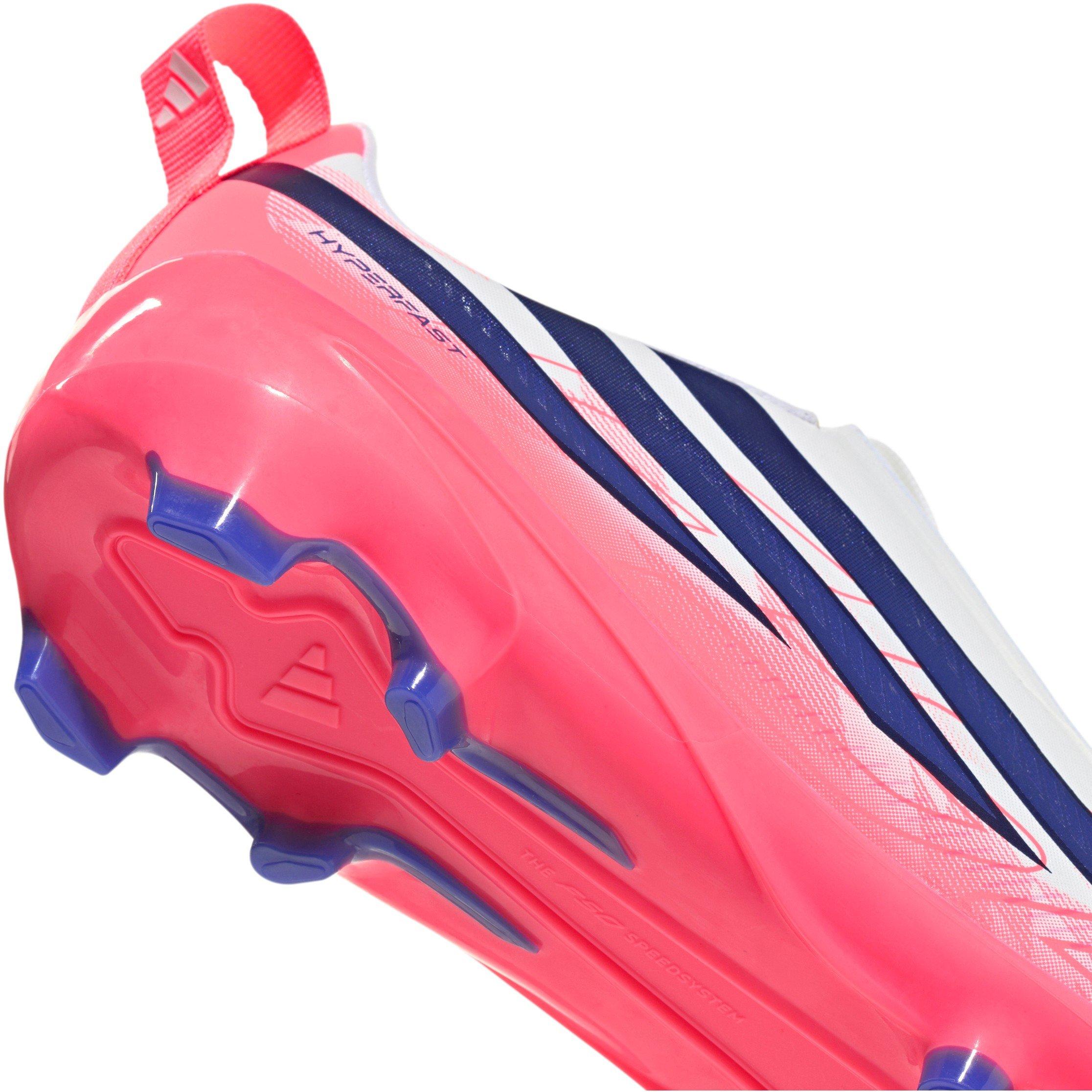 Wit/Koraal - adidas - F50 Hyperfast League Laceless Firm Ground Football Boots Juniors - 7