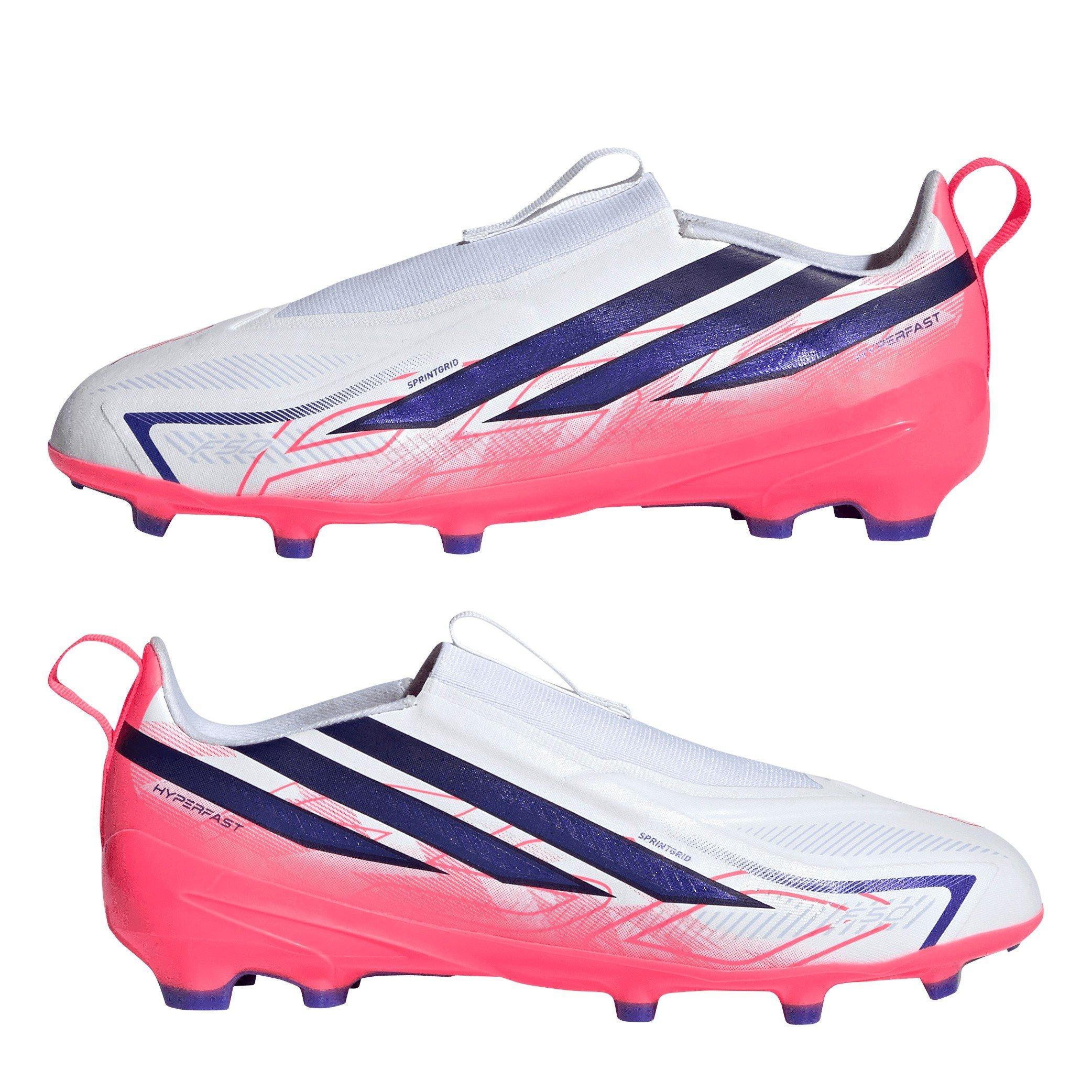 Wit/Koraal - adidas - F50 Hyperfast League Laceless Firm Ground Football Boots Juniors - 9