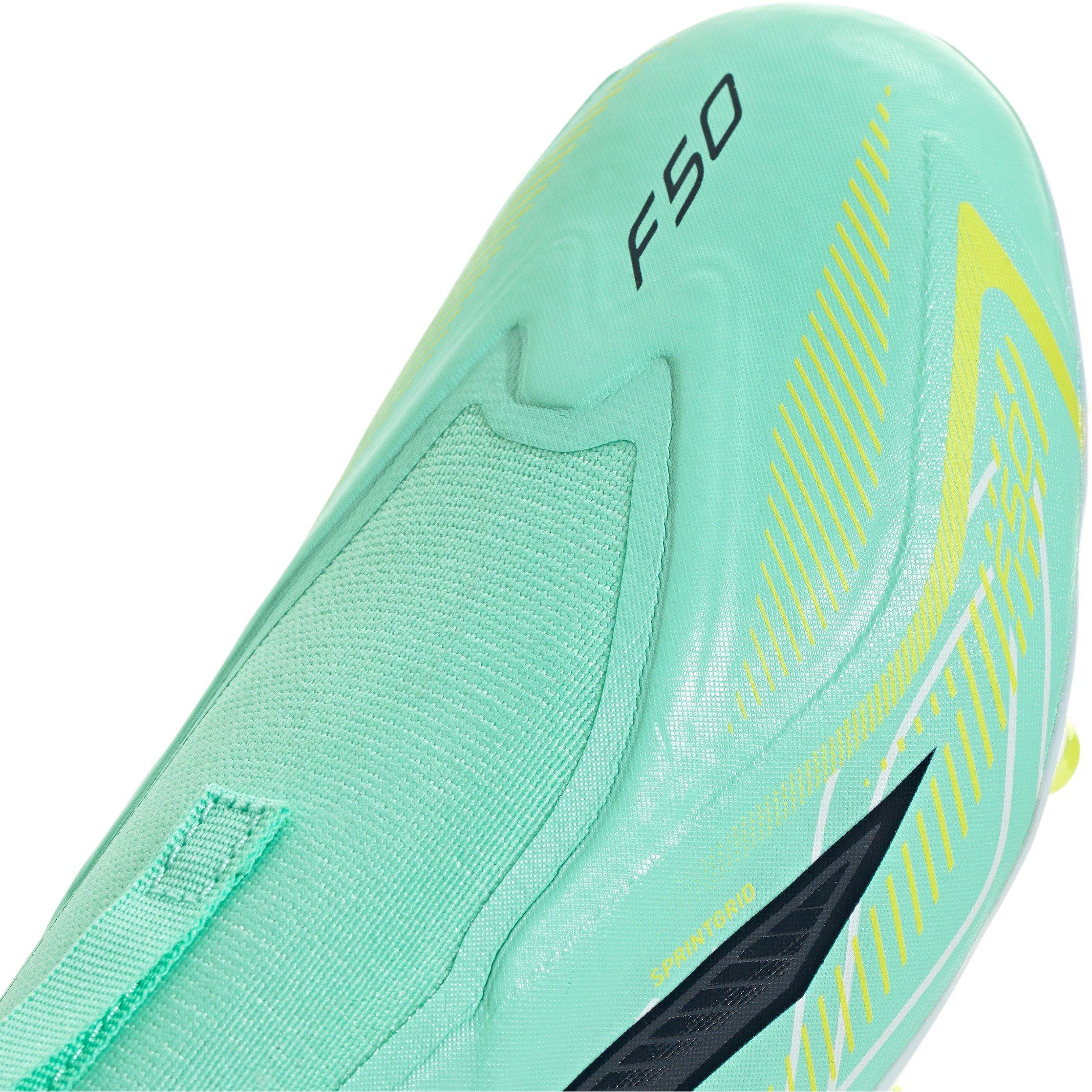 Mint/Black - adidas - Kids' F50 Hyperfast League Laceless Firm-Ground Football Boots - 8