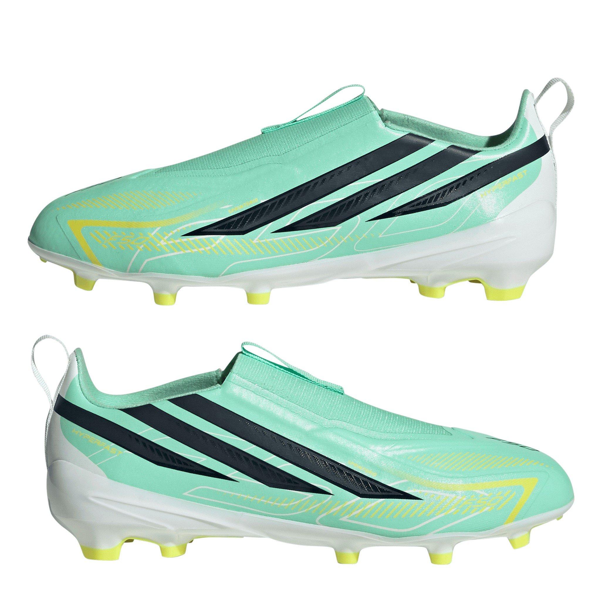 Mint/Black - adidas - Kids' F50 Hyperfast League Laceless Firm-Ground Football Boots - 9