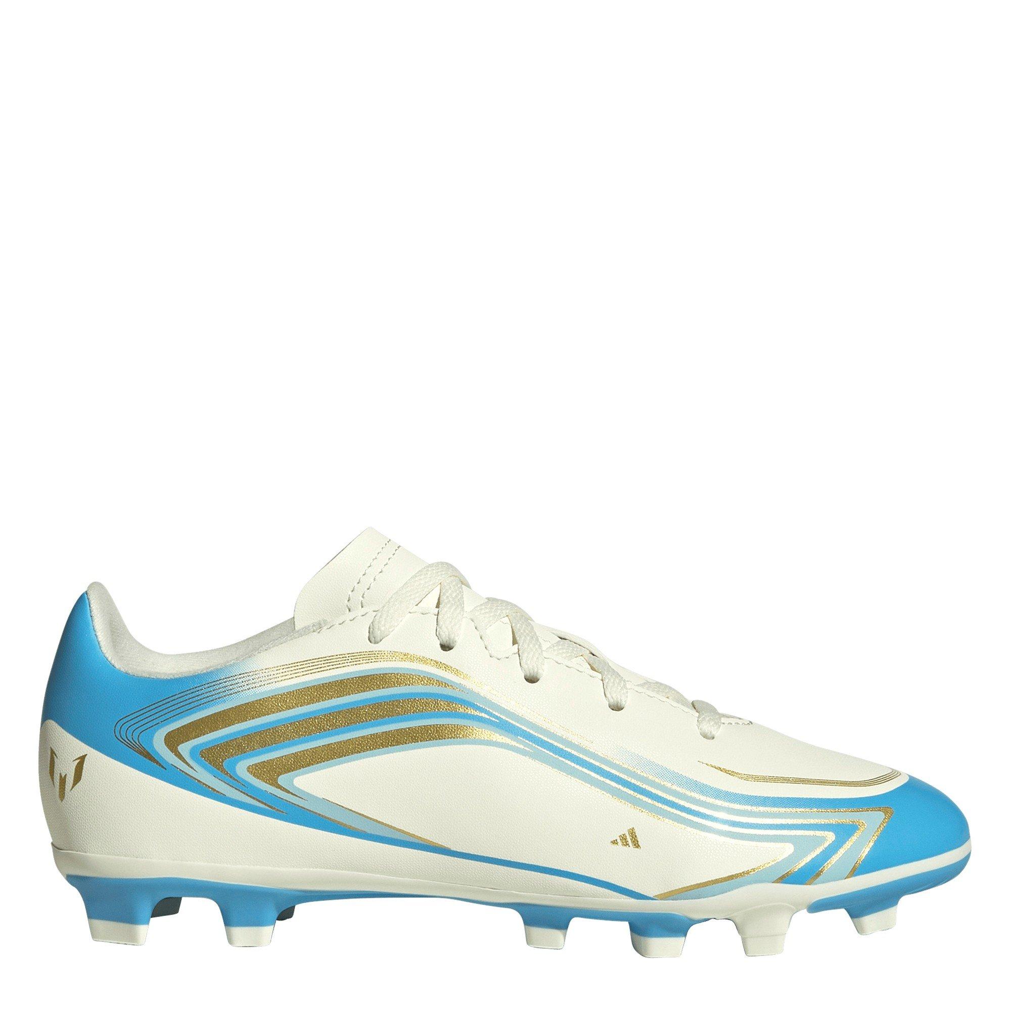 Adidas Boys F50 Junior Club Firm Ground Football Boots - Cream/Blu/Gold - 5.5 (38.7)