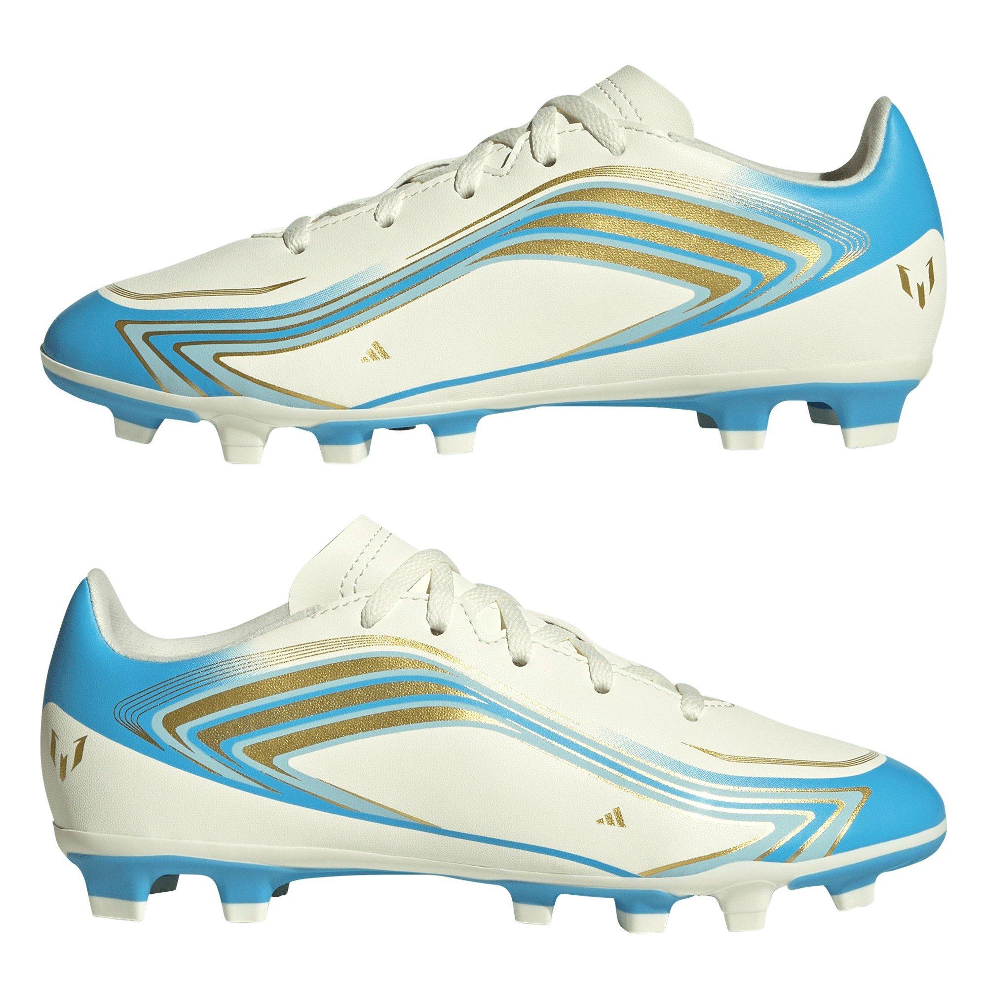 Crema/Azul/Oro - adidas - Adidas F50 Junior Club Firm Ground Football Boots - 9