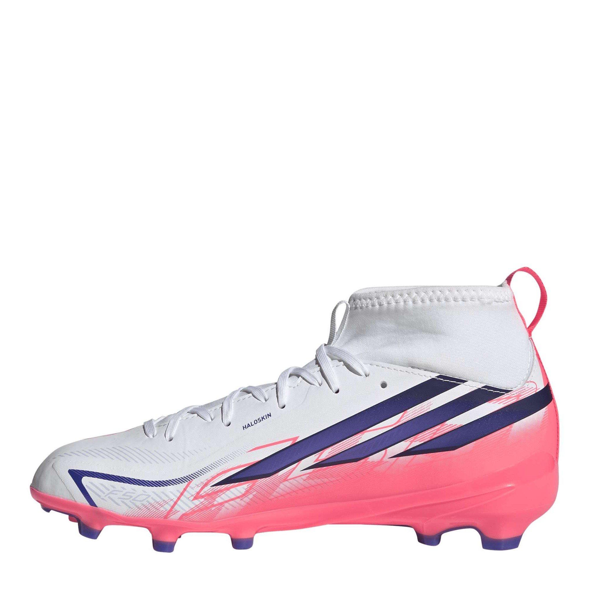Wit/Koraal - adidas - F50 Hyperfast League Mid Firm Ground Football Boots Juniors - 2