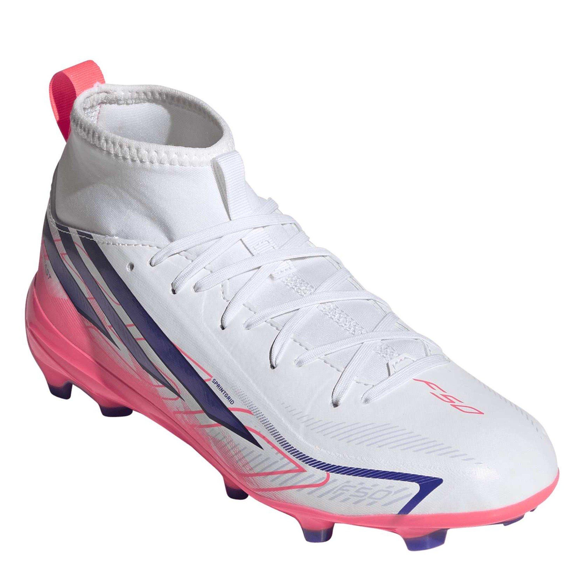 Wit/Koraal - adidas - F50 Hyperfast League Mid Firm Ground Football Boots Juniors - 3