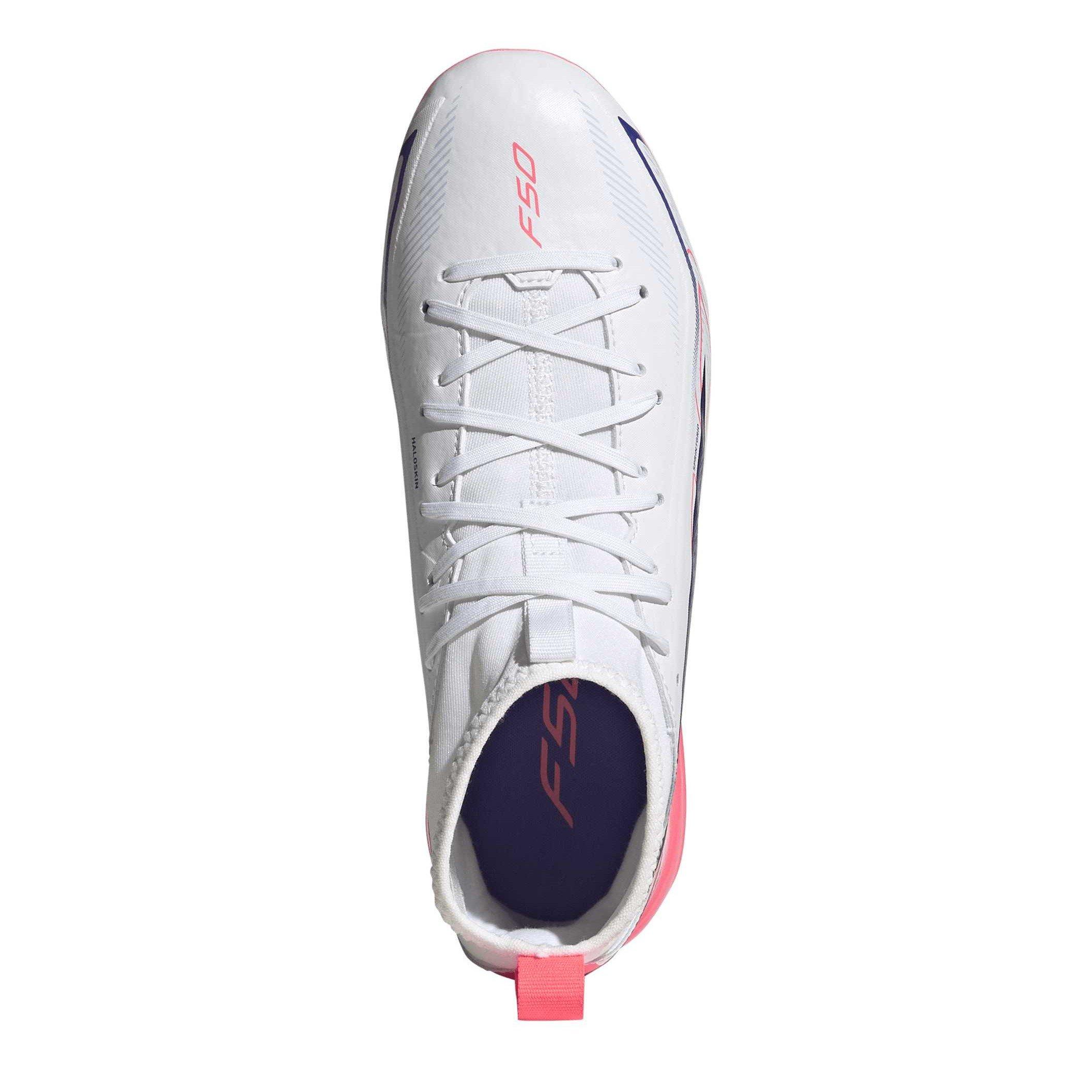 Wit/Koraal - adidas - F50 Hyperfast League Mid Firm Ground Football Boots Juniors - 5