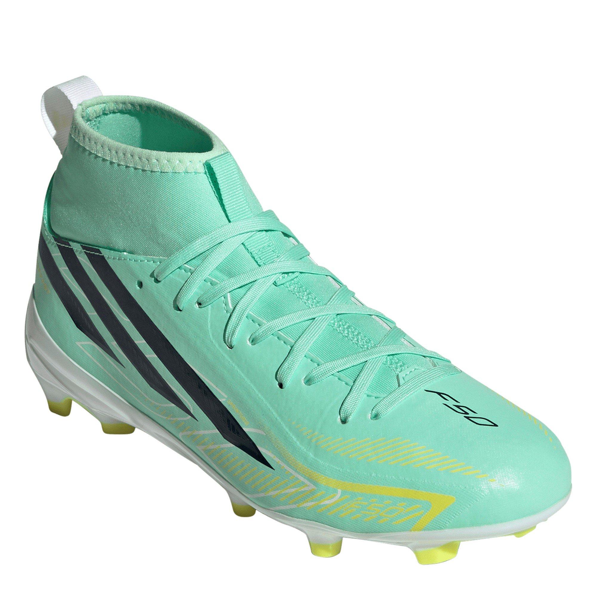 Mint/Black - adidas - Kids' F50 Hyperfast League Mid Firm-Ground Football Boots - 3
