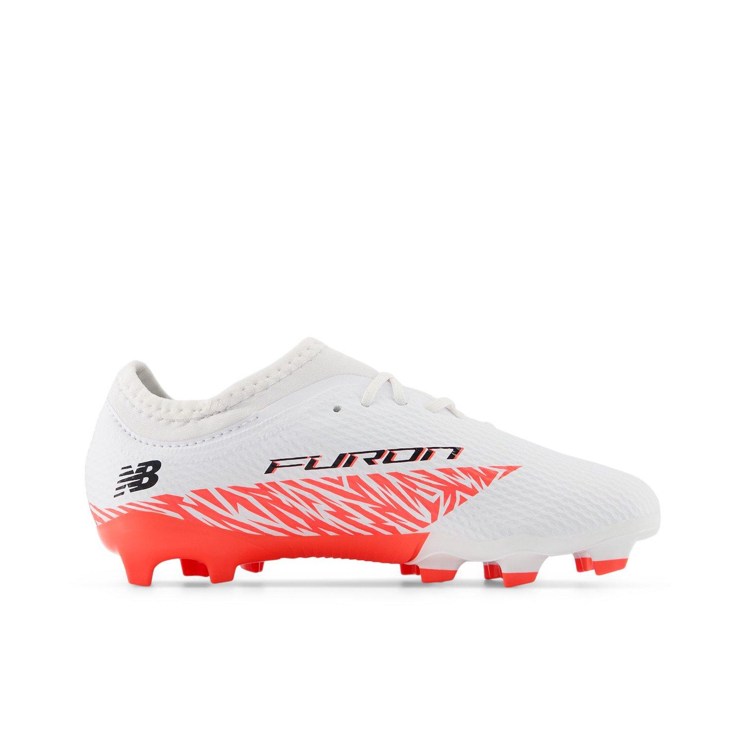 Bianco/ Arancione - New Balance - Furon V8 Juniors Firm Ground Football Boots - 7