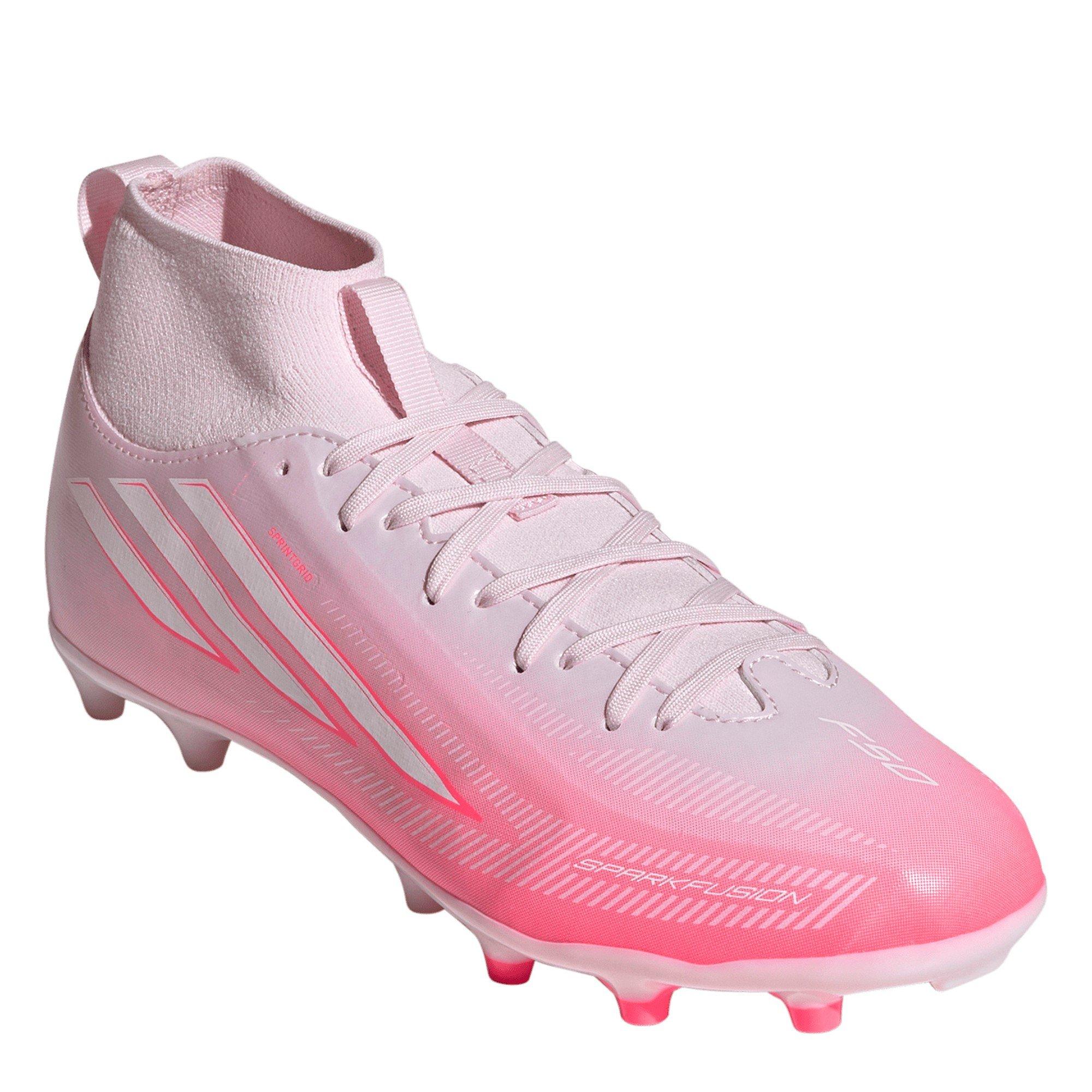 Wit/Koraal - adidas - F50 SPARKFUSION League Mid Cut Firm Ground Football Boots Juniors - 3