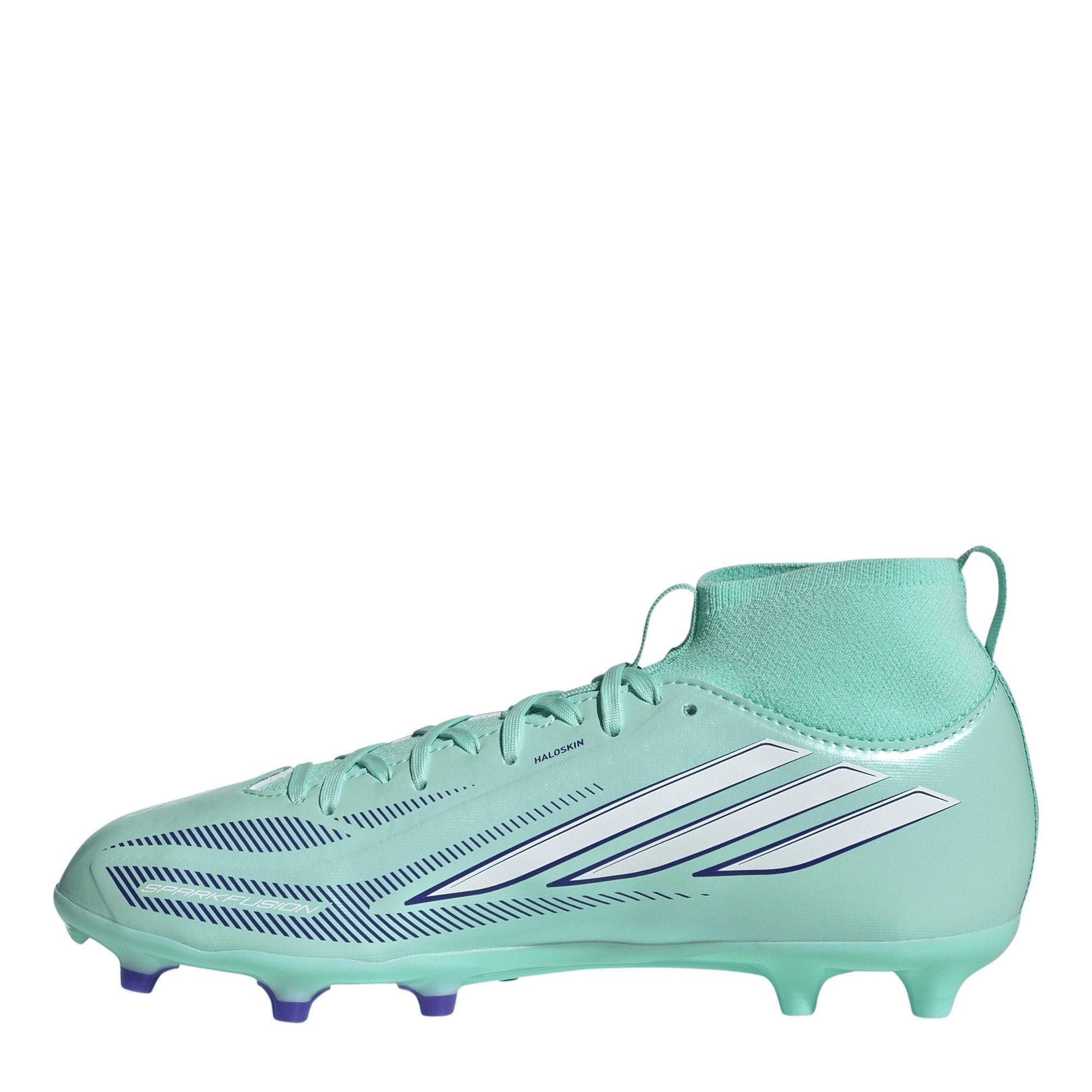Mint/Black - adidas - Kids' F50 Sparkfusion League Mid-Cut Firm-Ground Football Boots - 2