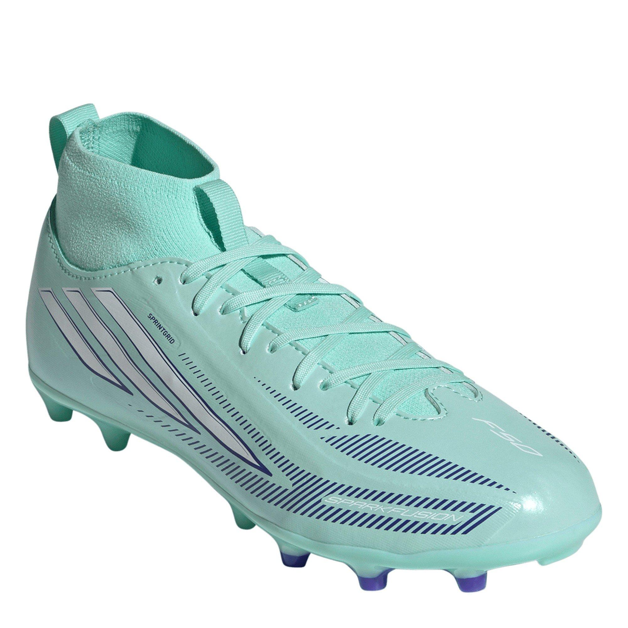 Mint/Black - adidas - Kids' F50 Sparkfusion League Mid-Cut Firm-Ground Football Boots - 3