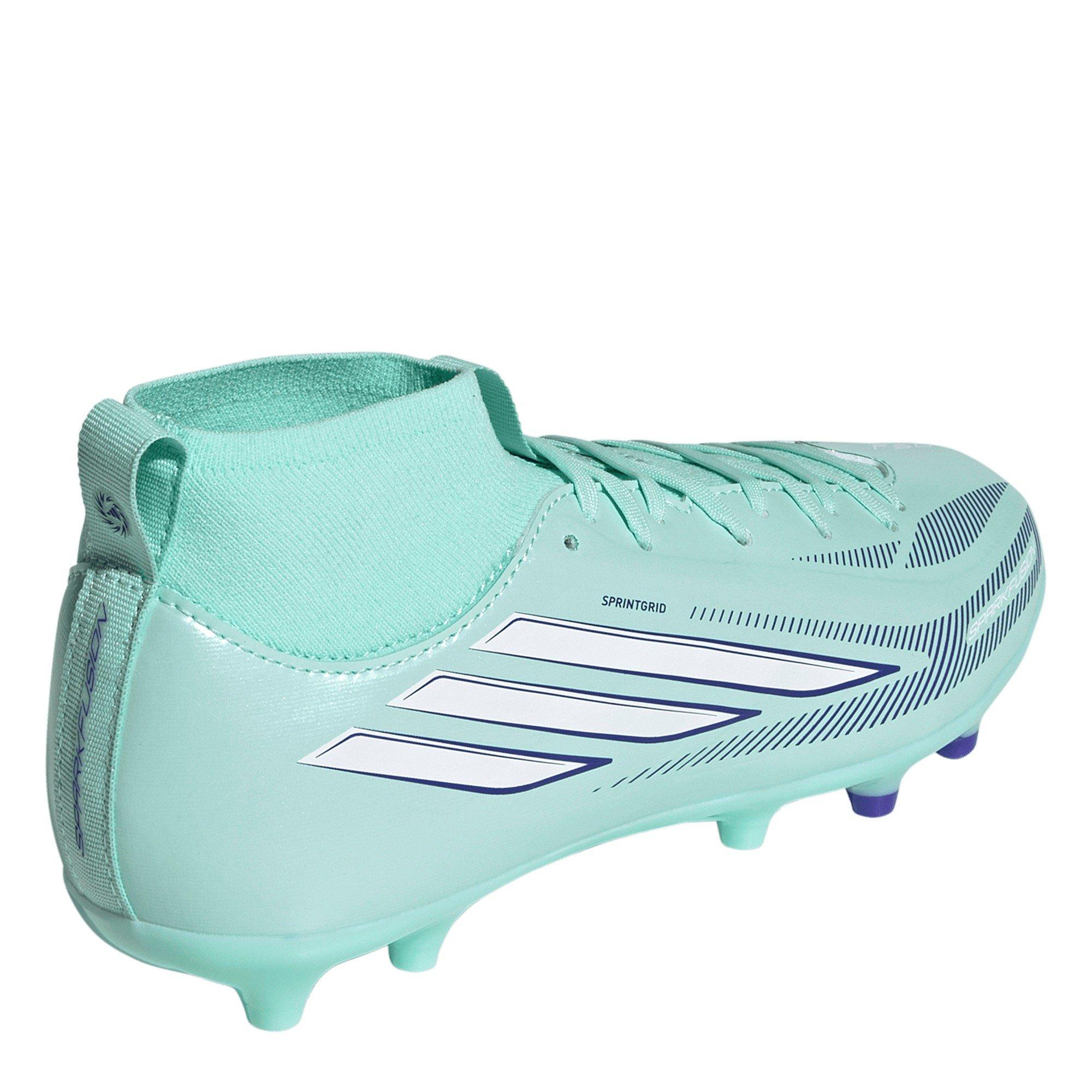 Mint/Black - adidas - Kids' F50 Sparkfusion League Mid-Cut Firm-Ground Football Boots - 4