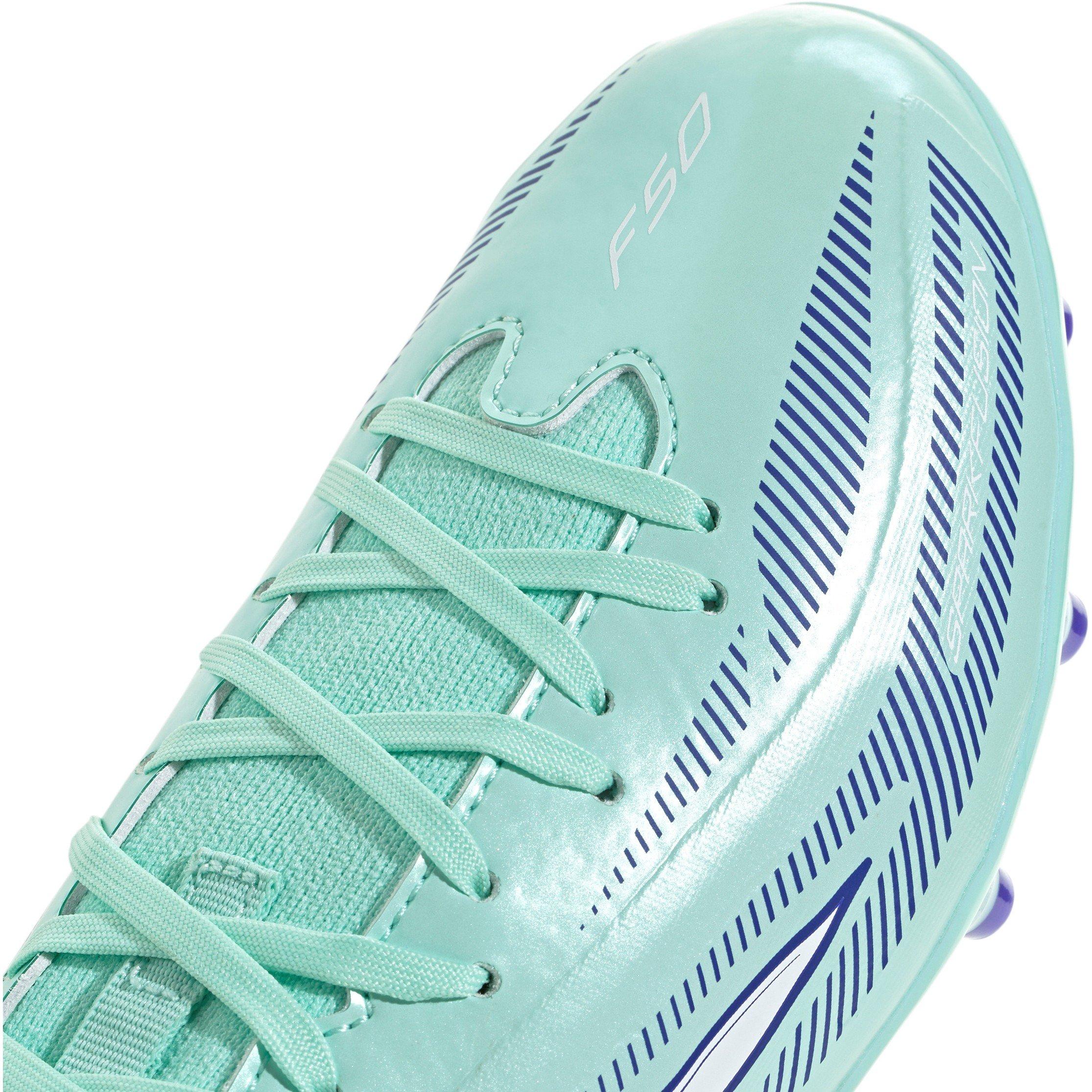 Mint/Black - adidas - Kids' F50 Sparkfusion League Mid-Cut Firm-Ground Football Boots - 8