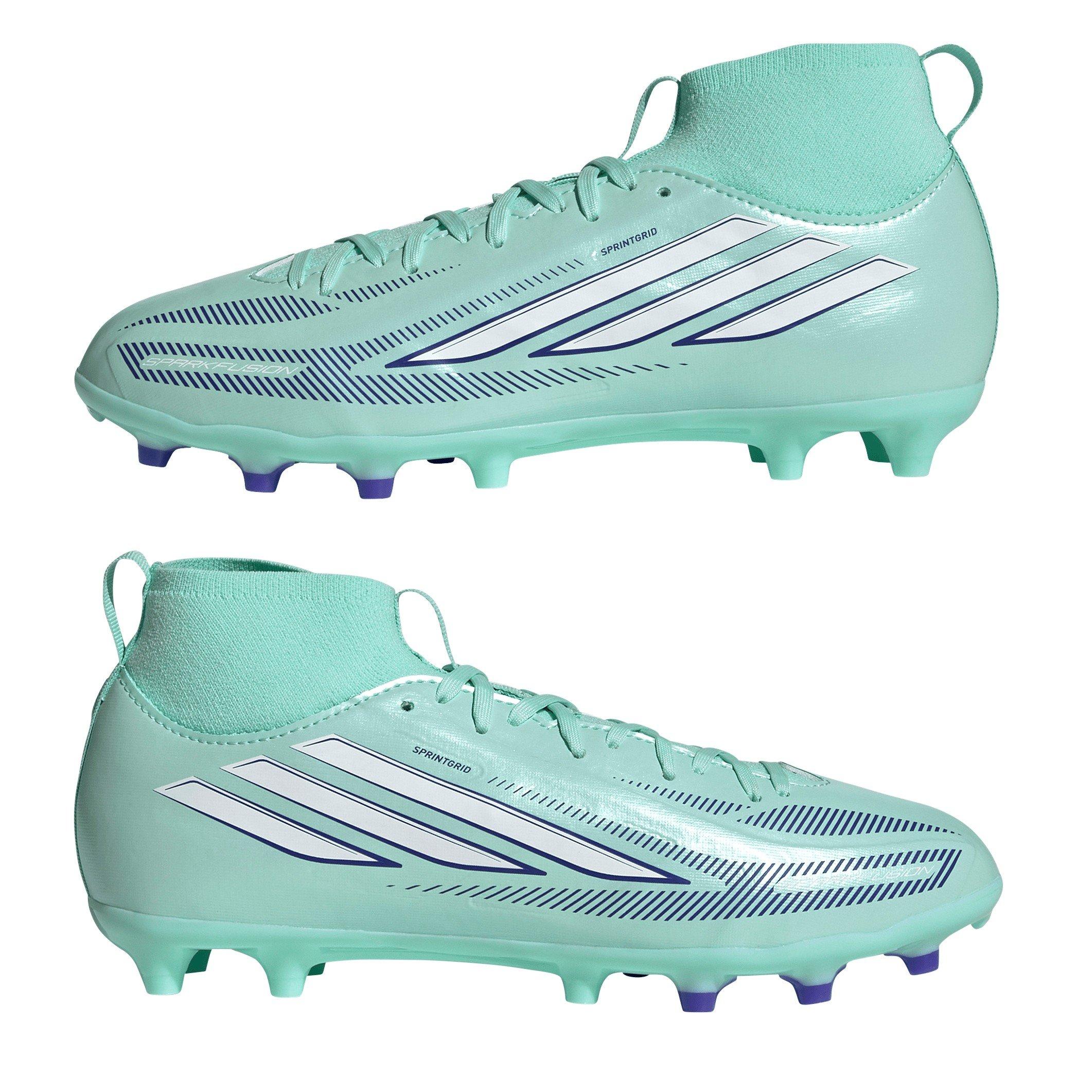 Mint/Black - adidas - Kids' F50 Sparkfusion League Mid-Cut Firm-Ground Football Boots - 9