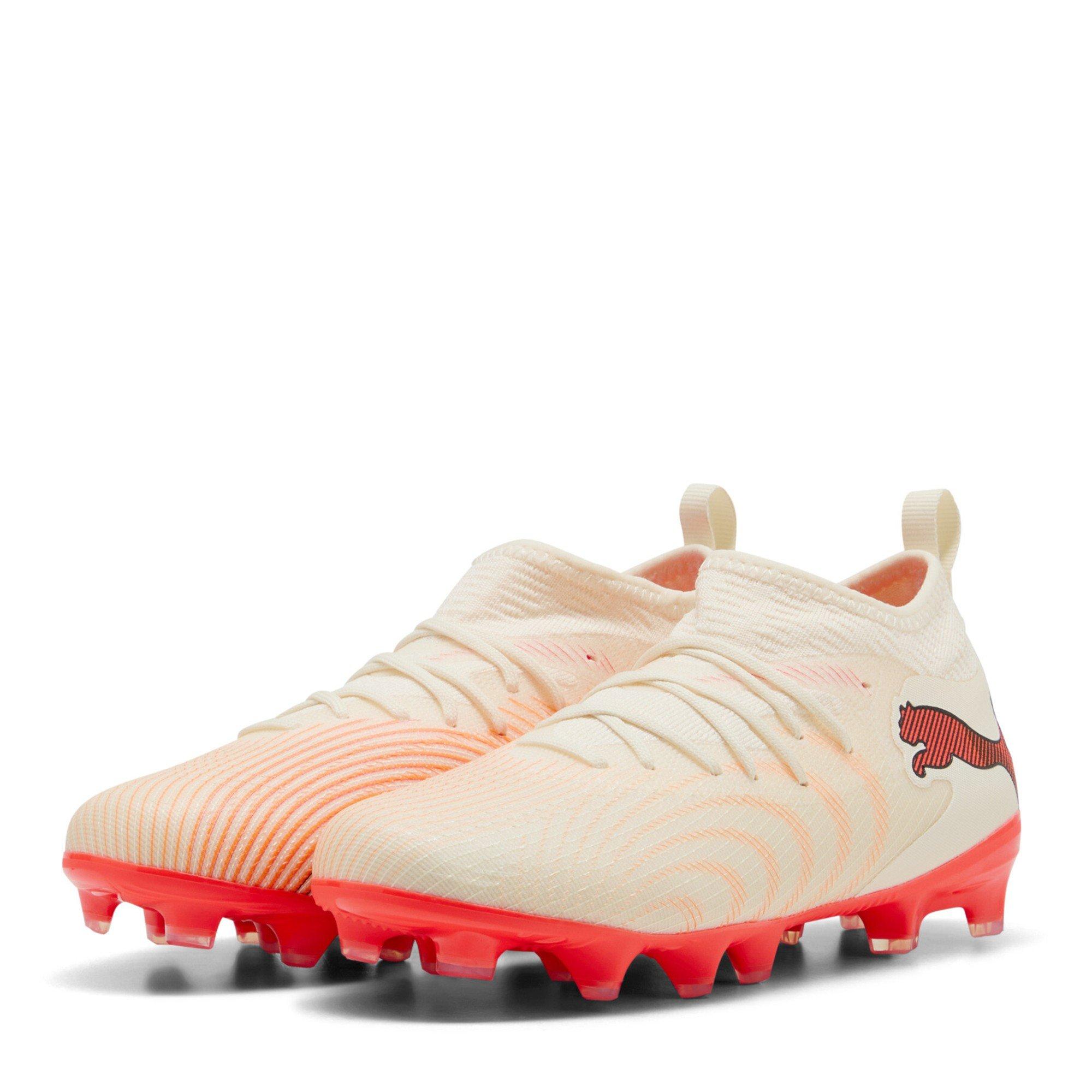 Puma Boys Kids Future 9 Match Firm Ground Football Boots - Almond/Red - 3 (35.5)