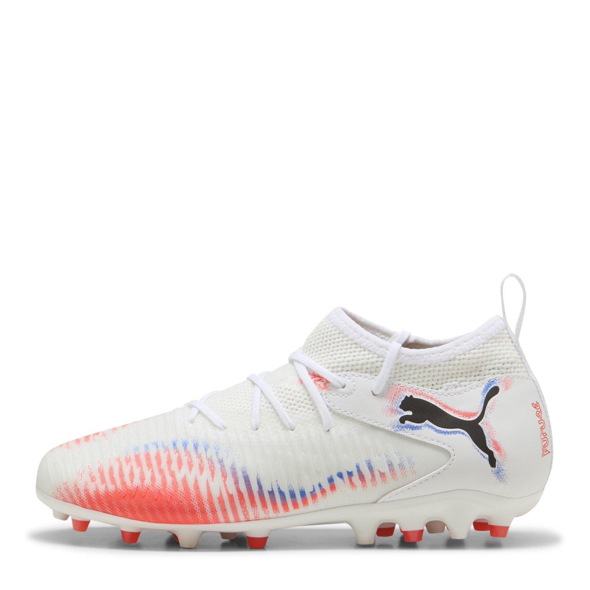Wht-Blk-Glw Red - Puma - Unisex Kids' Future 8 Match Mg Firm Ground Football Boots - 2