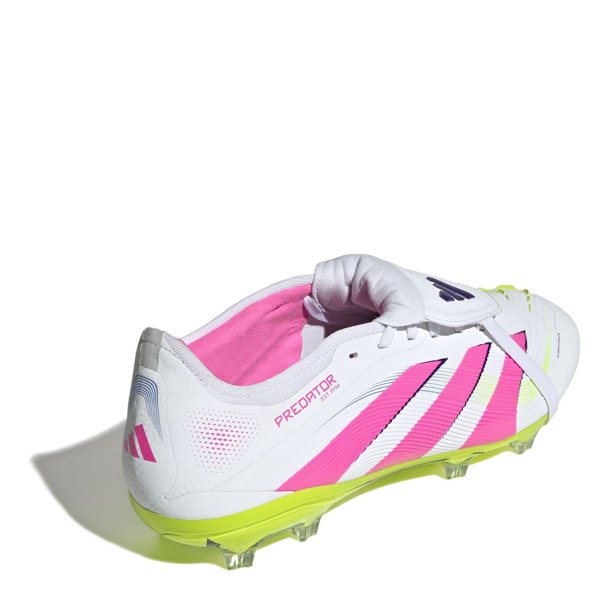 Wht/Pink/Lmn - adidas - Unisex Kids' Pred Firm Ground Football Boot - 4
