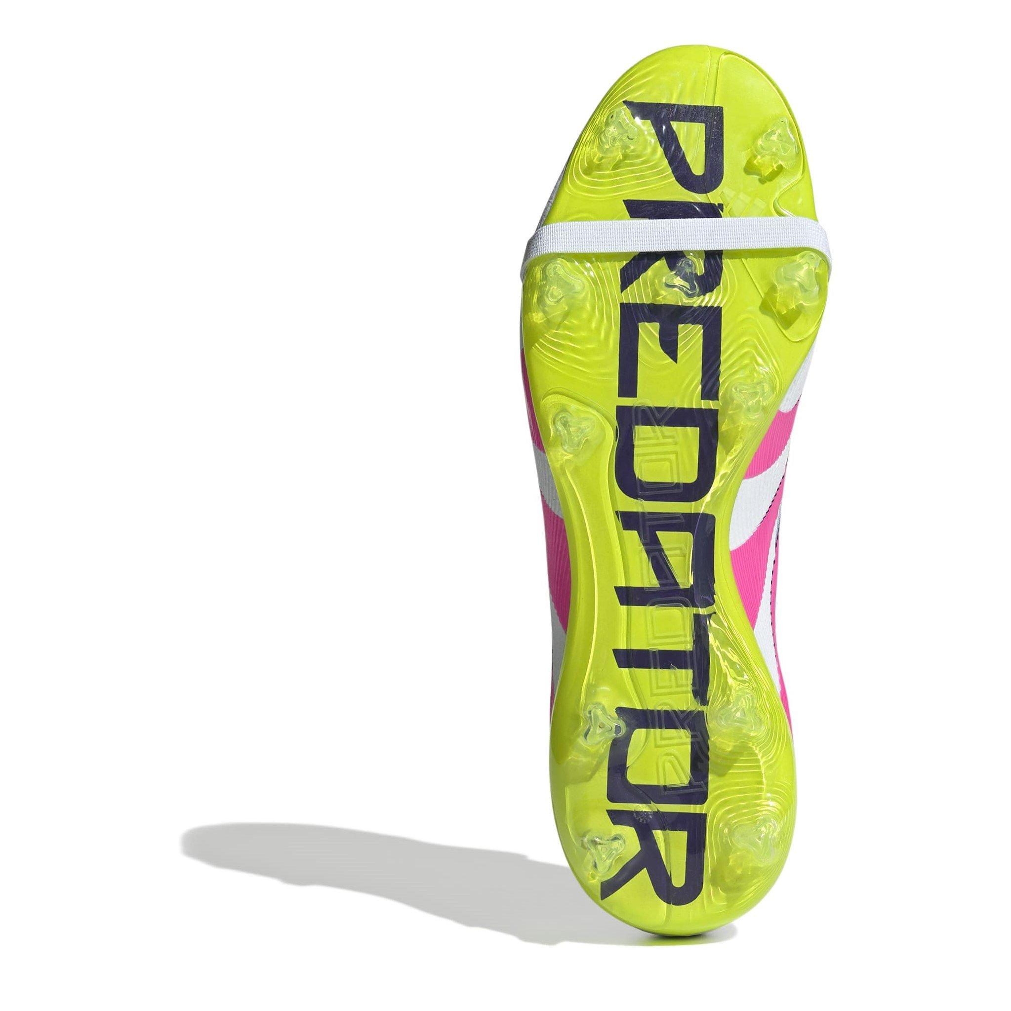 Wht/Pink/Lmn - adidas - Unisex Kids' Pred Firm Ground Football Boot - 6