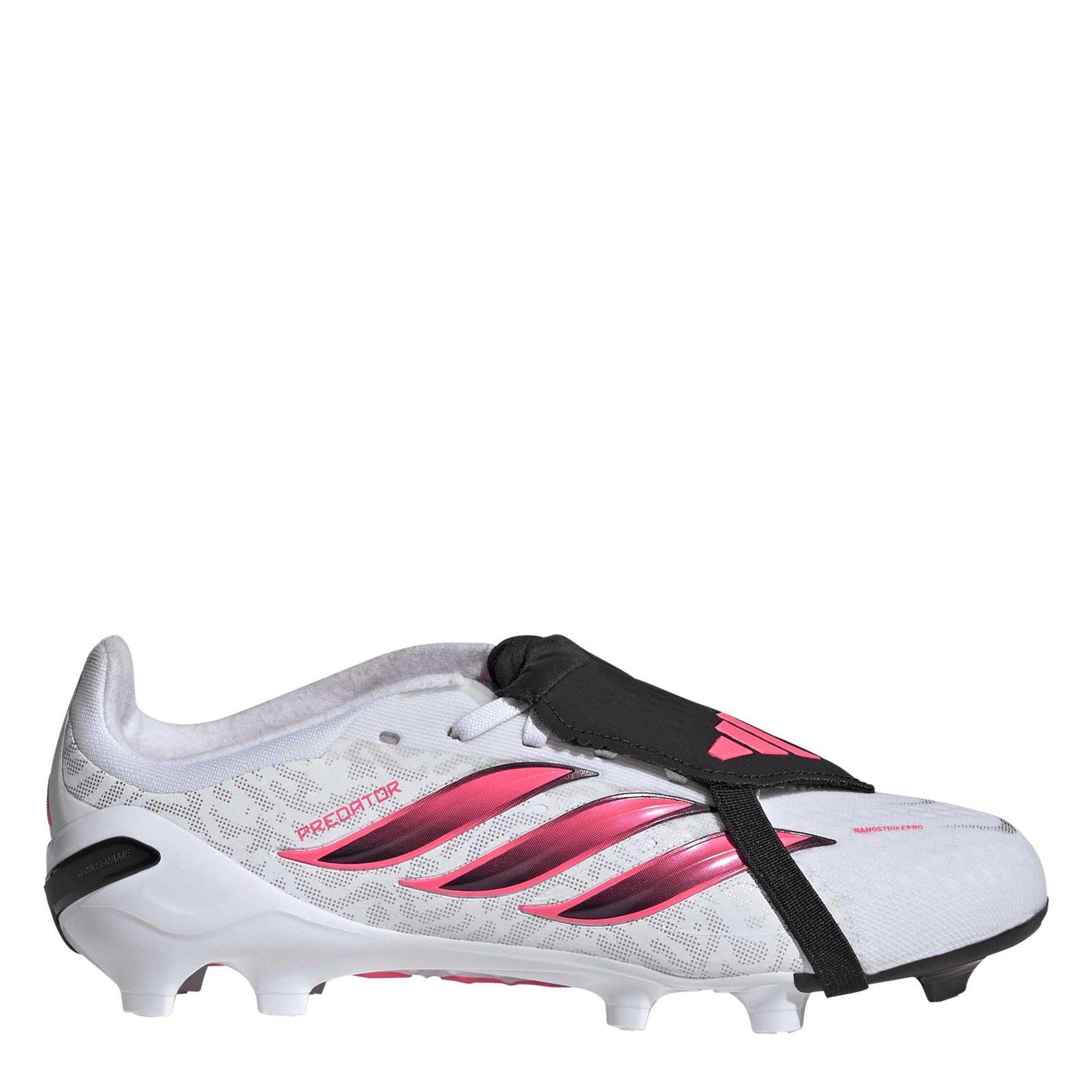 Adidas Boys Predator Elite Fold Over Tongue Firm Ground Football Boots Juniors - White/Coral - 5 (38)