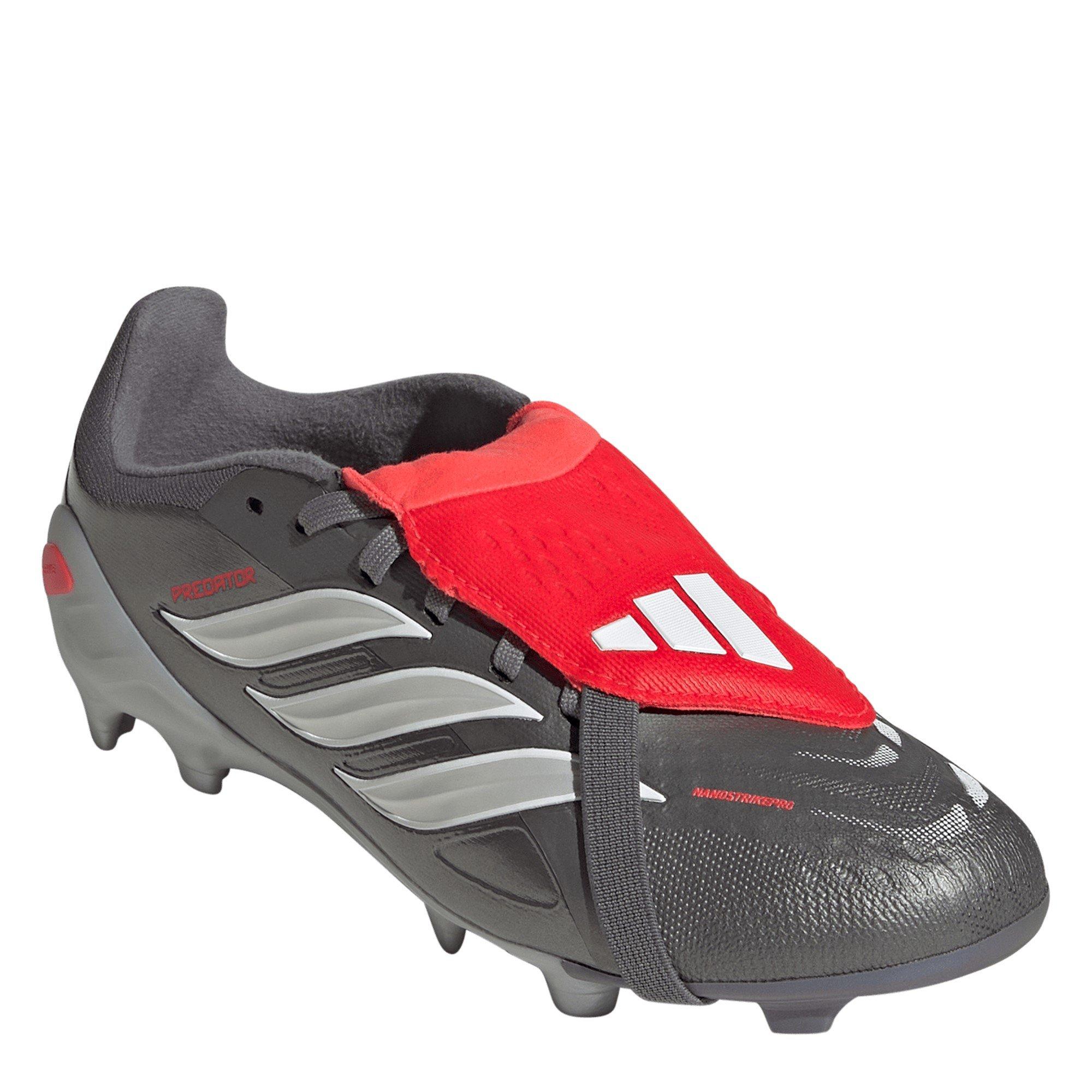 Grey/Red - adidas - Predator Elite Fold Over Tongue Firm Ground Football Boots Juniors - 3