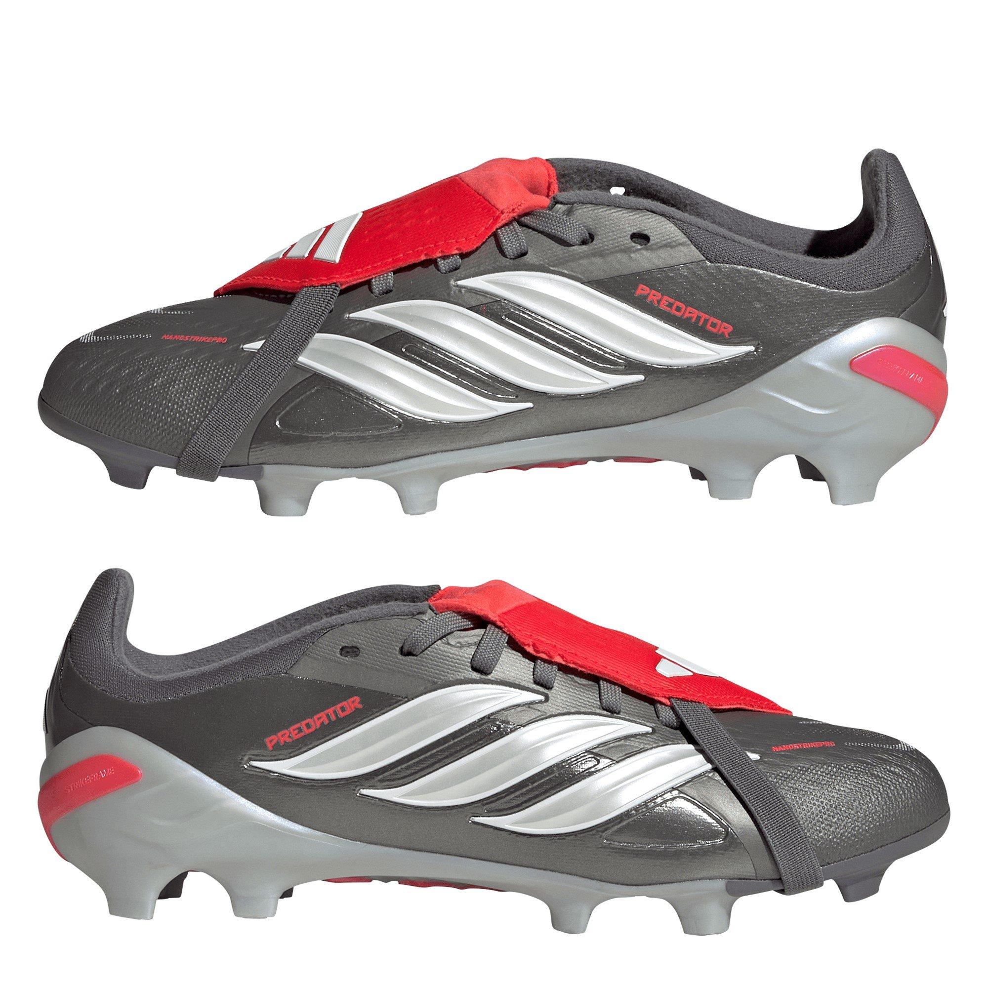 Grey/Red - adidas - Predator Elite Fold Over Tongue Firm Ground Football Boots Juniors - 9