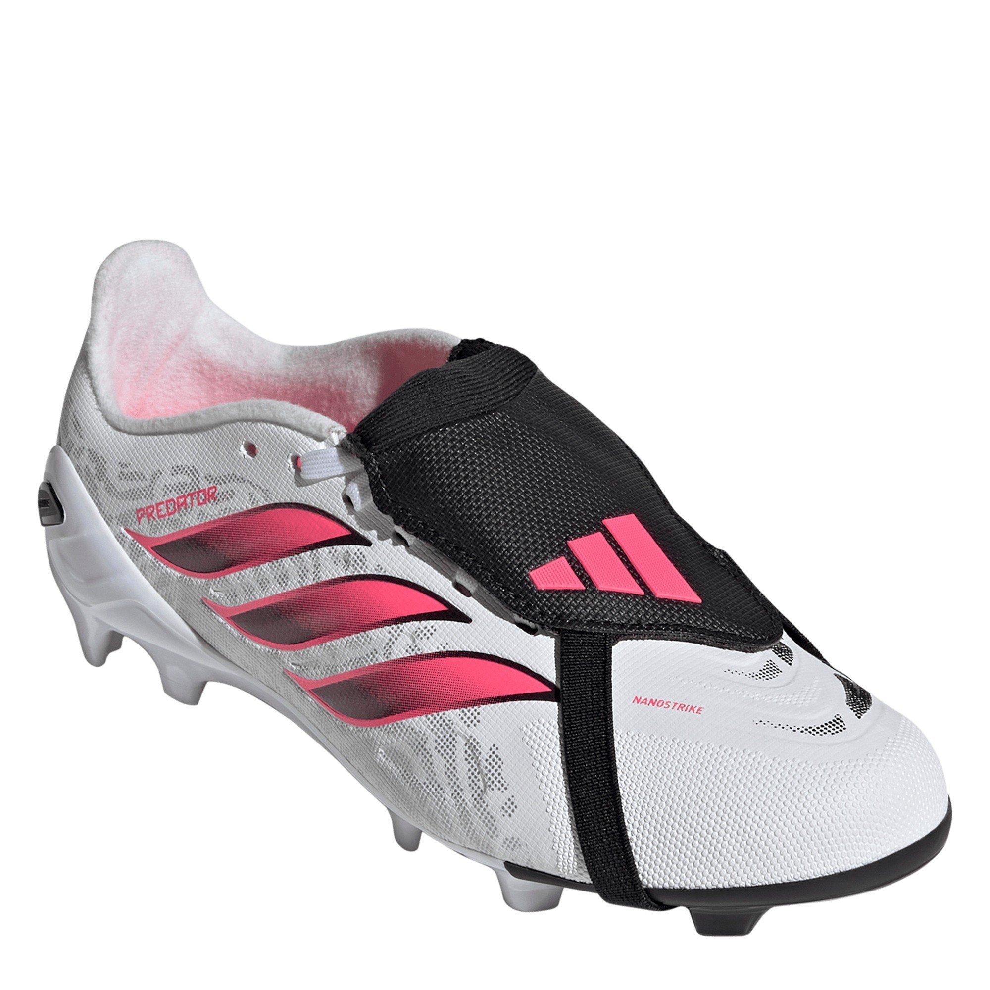 White/Coral - adidas - Predator Fold-Over Tongue League Firm Ground Football Boots Juniors - 3
