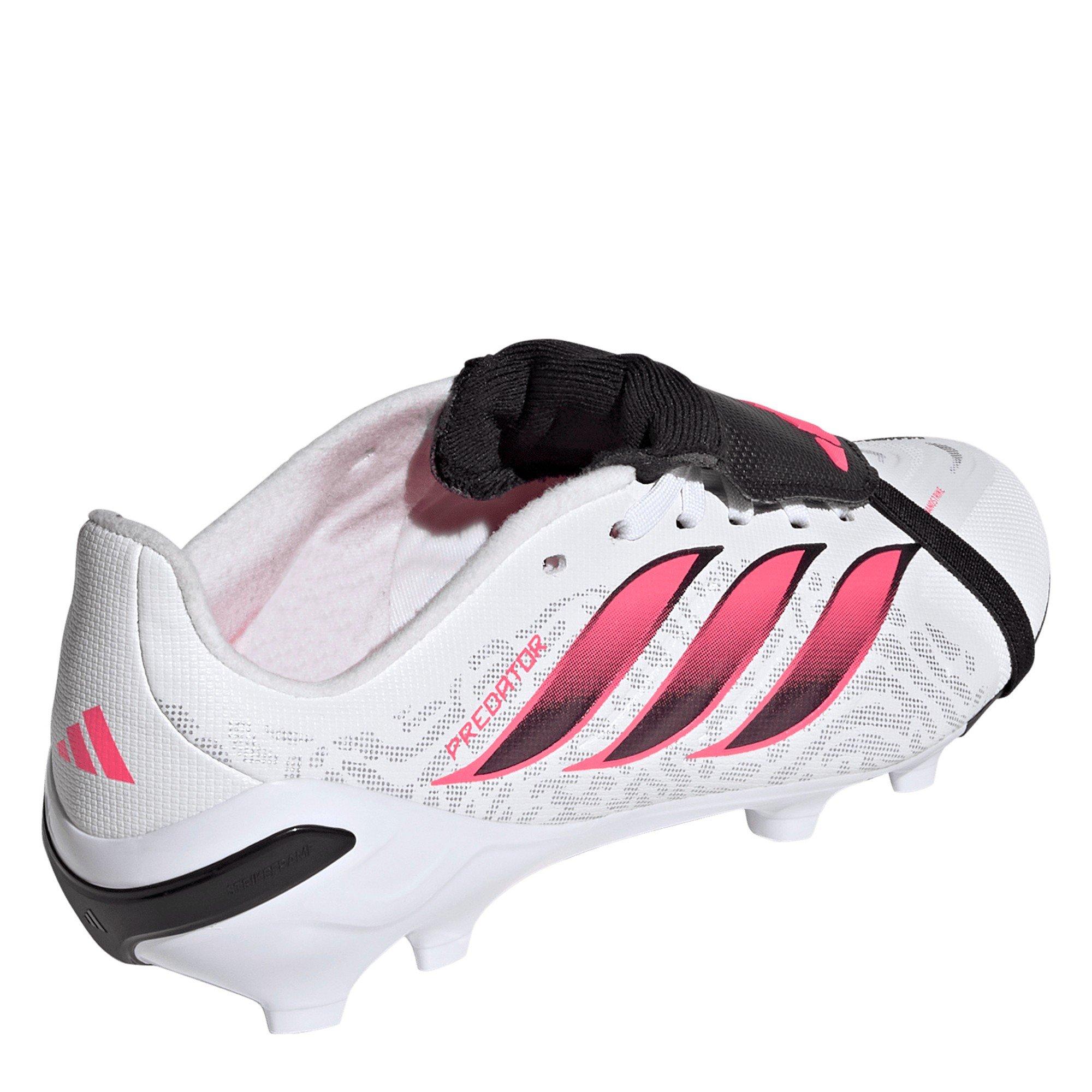 White/Coral - adidas - Predator Fold-Over Tongue League Firm Ground Football Boots Juniors - 4