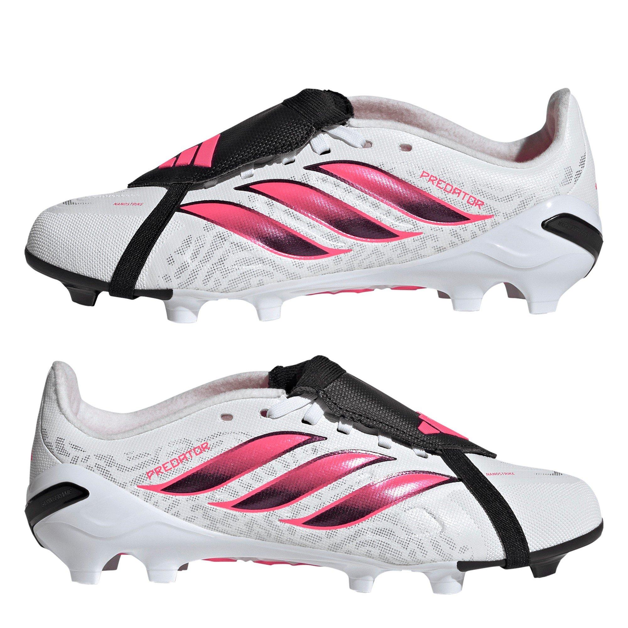 White/Coral - adidas - Predator Fold-Over Tongue League Firm Ground Football Boots Juniors - 9