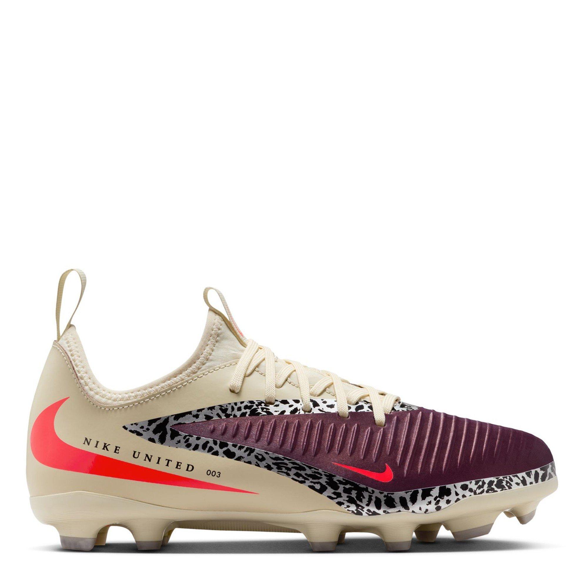 Nike Boys Phantom 6 Academy Low Juniors Firm Ground Football Boots - Burgundy/Print - 3 (35.5)