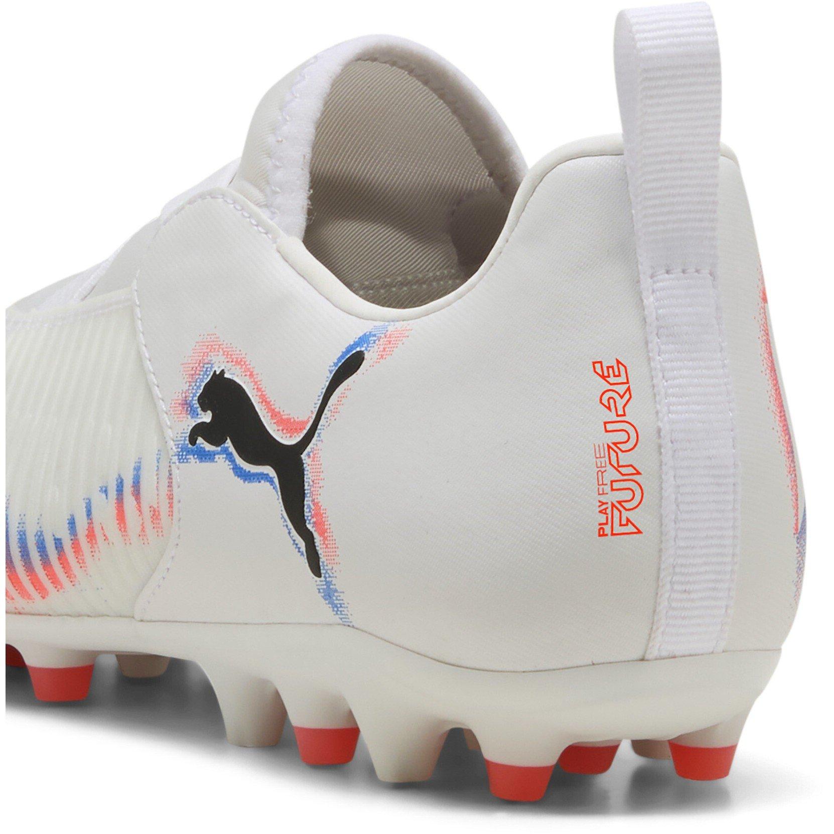 Wht-Blk-Glw Red - Puma - Unisex Kids' Future 8 Match Firm Ground Football Boots - 5