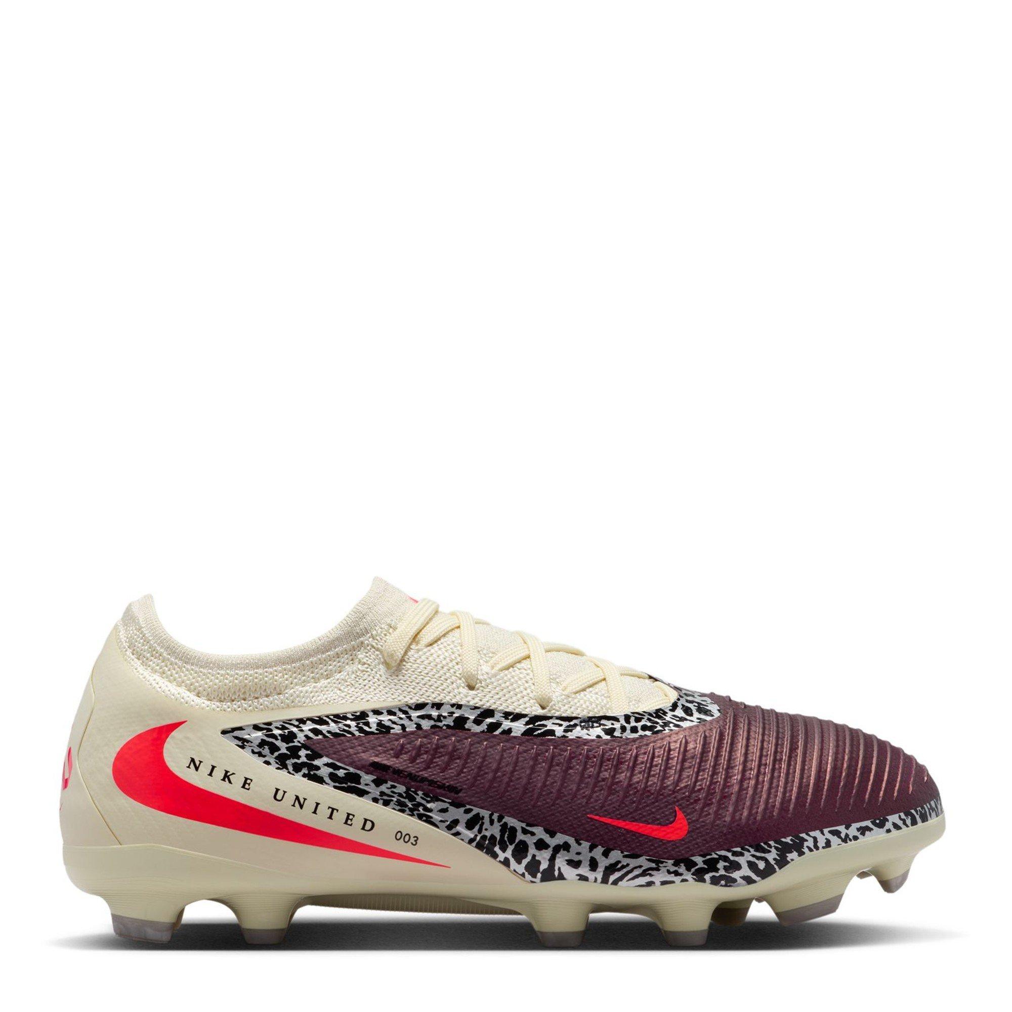 Nike Boys Phantom 6 Pro Juniors  Ground Football Boots - Burgundy/Print - 2 (34)