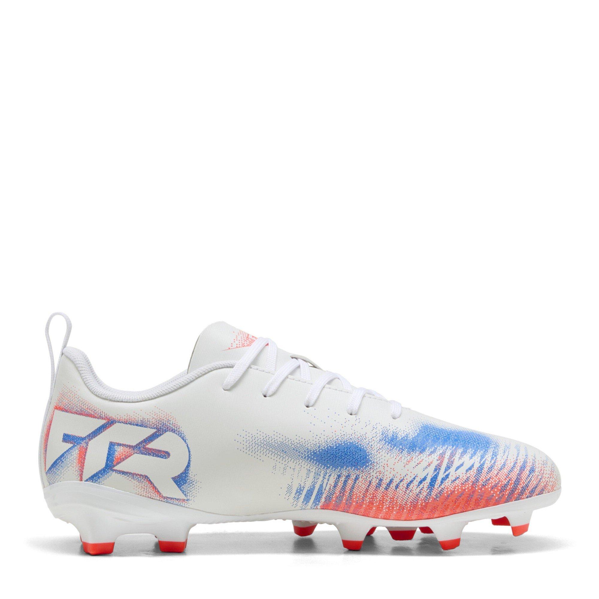Wht-Blk-Glw Red - Puma - Unisex Kids' Future 8 Play Firm Ground Football Boots - 4