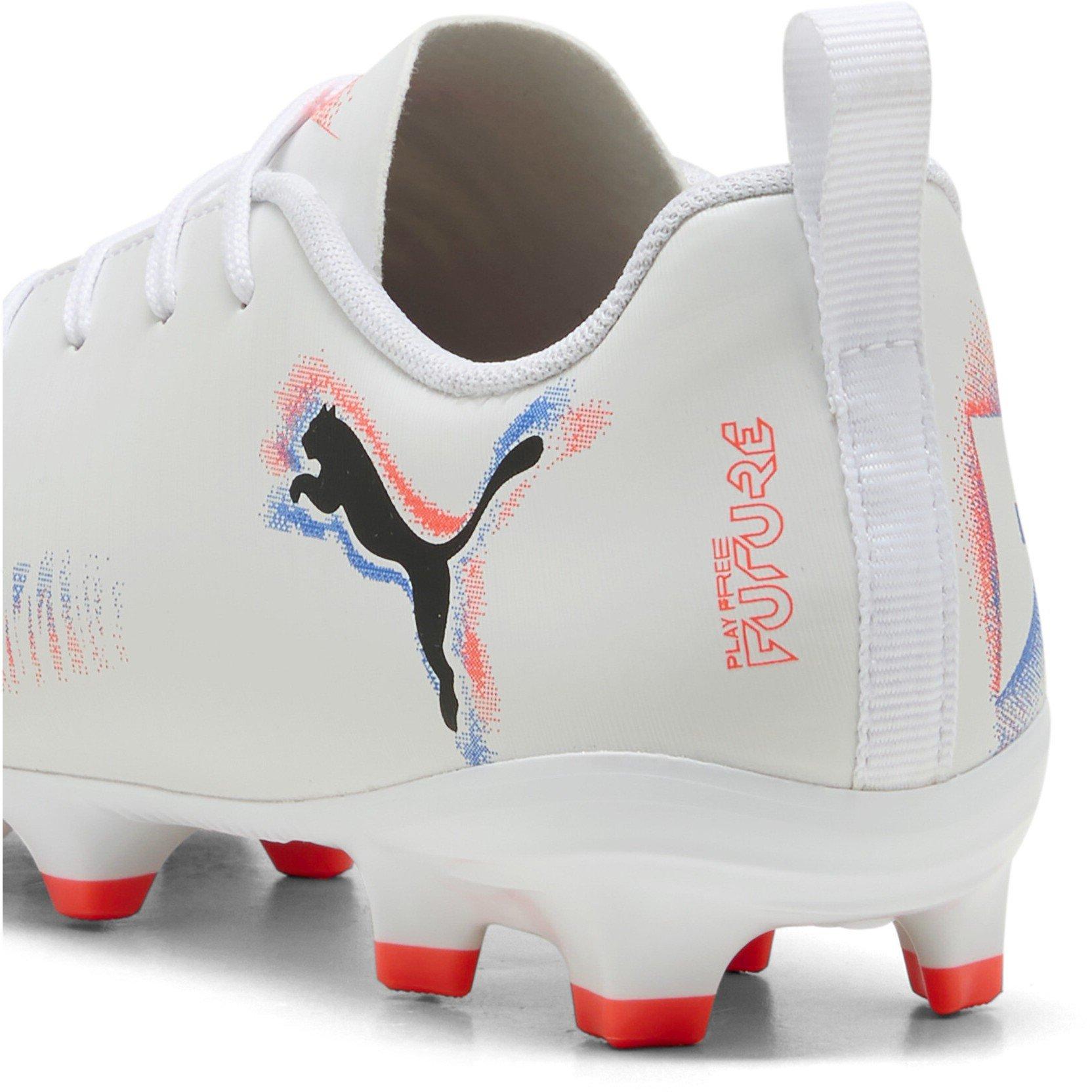 Wht-Blk-Glw Red - Puma - Unisex Kids' Future 8 Play Firm Ground Football Boots - 5
