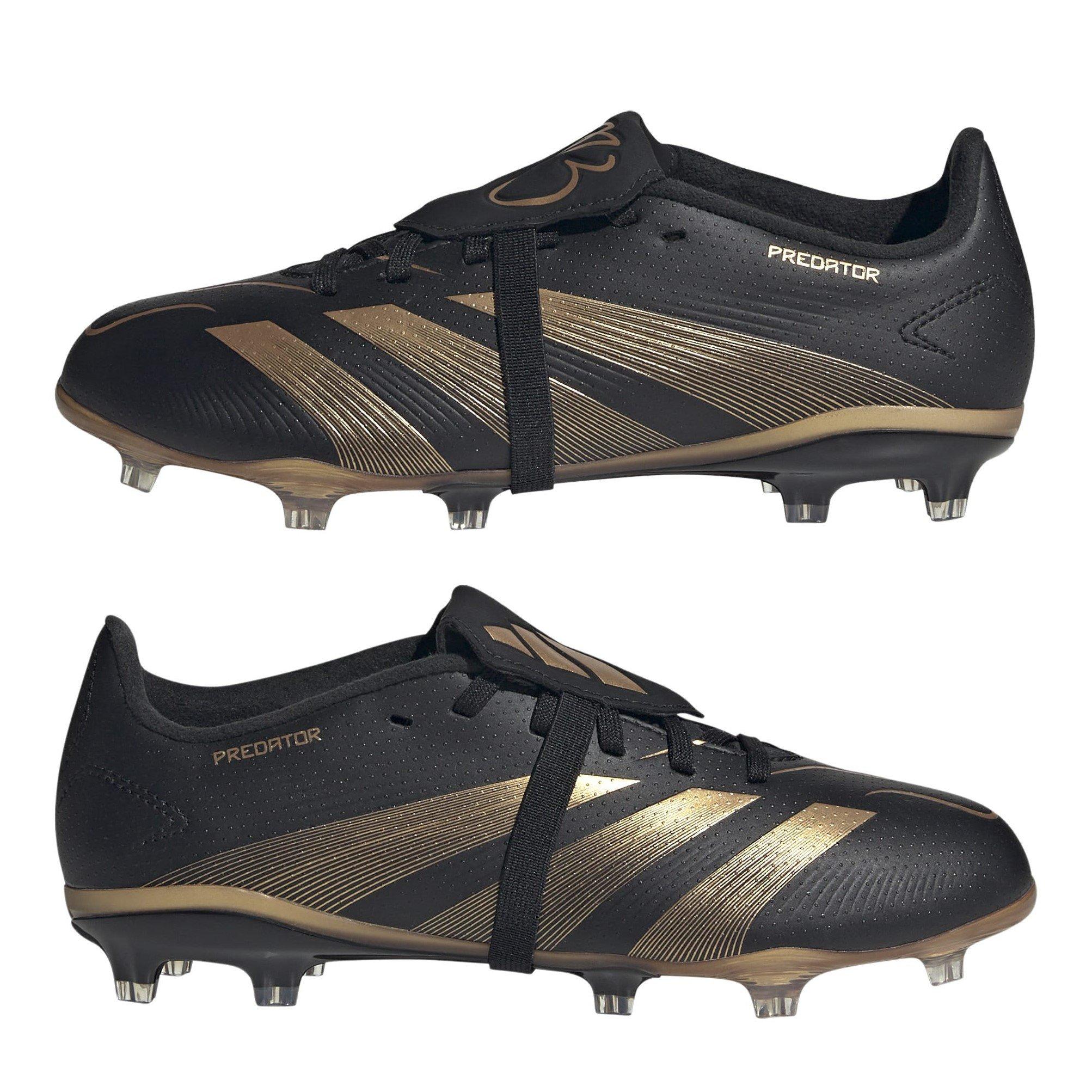 Zwart/Goud - adidas - Predator League Fold Over Tongue Junior Firm Ground Football Boots - 9