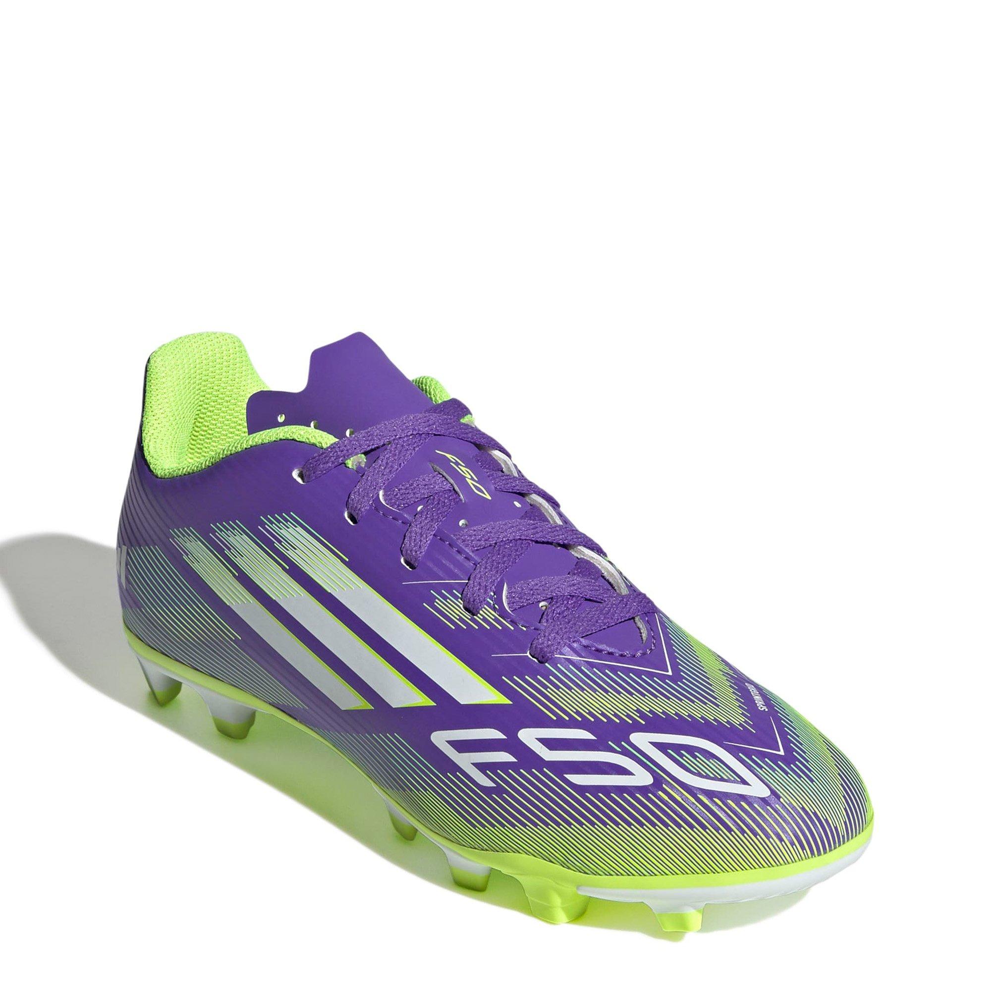 Purp/Wht/Lemon - adidas - F50 Club Junior Firm Ground Football Boots - 5