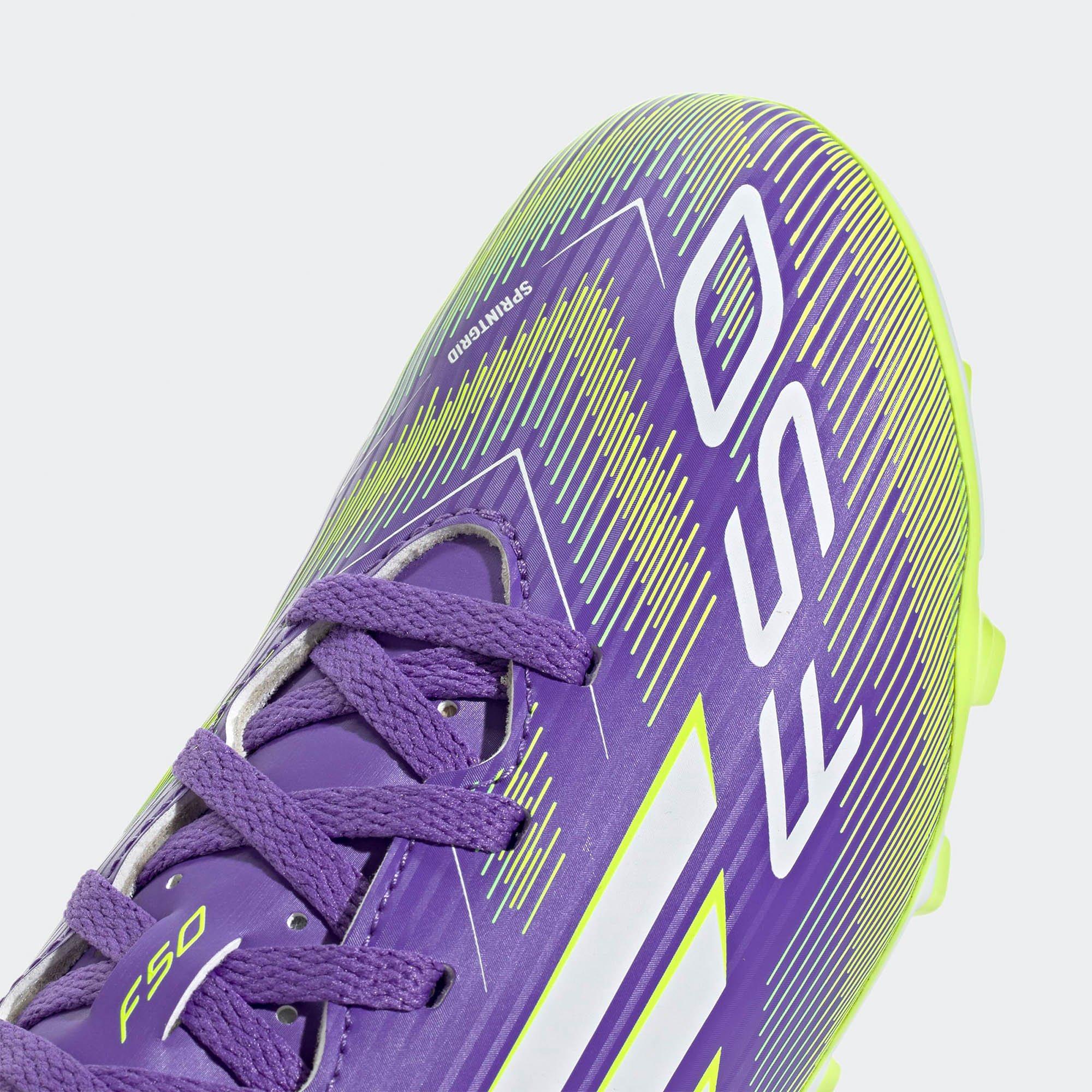 Purp/Wht/Lemon - adidas - F50 Club Junior Firm Ground Football Boots - 7
