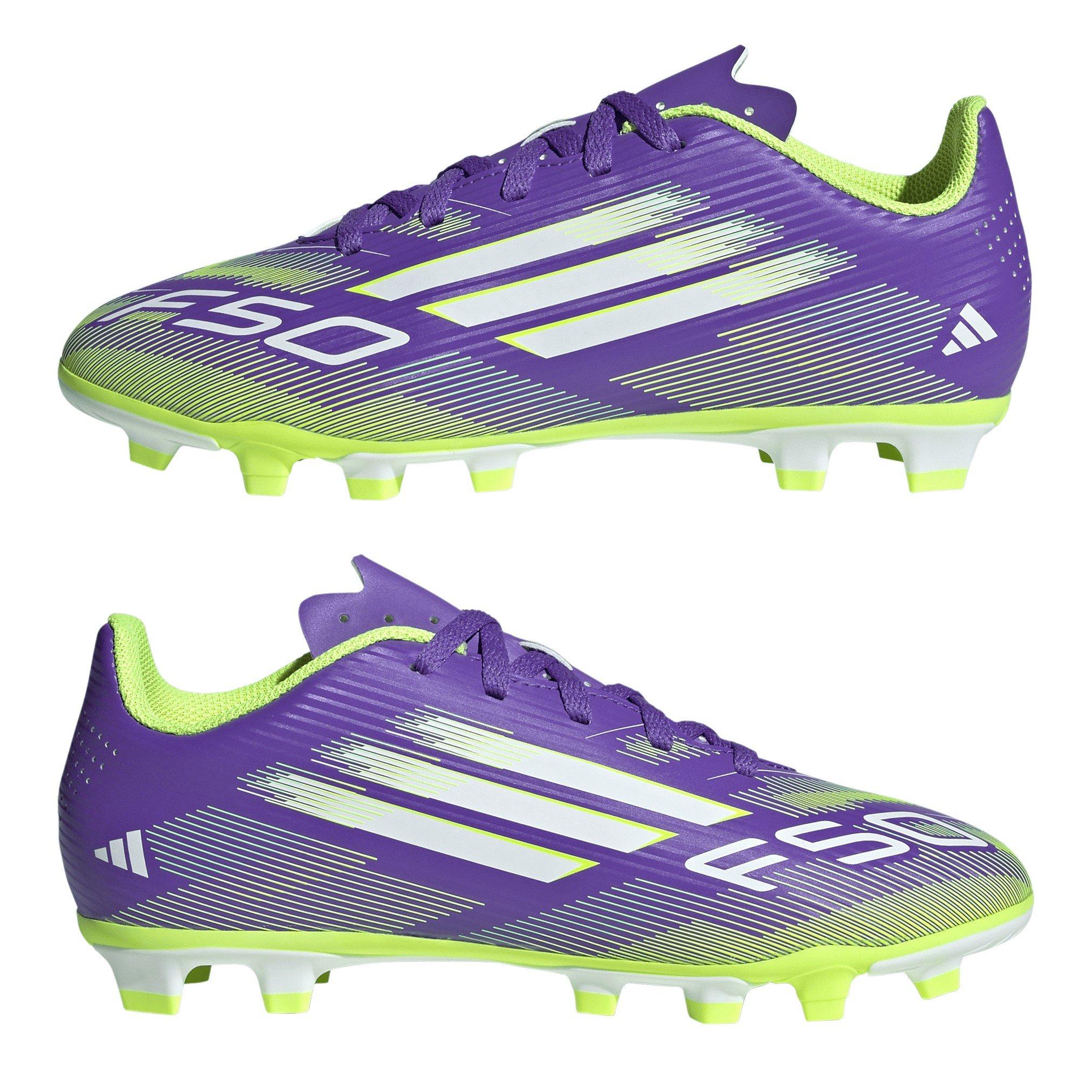Purp/Wht/Lemon - adidas - F50 Club Junior Firm Ground Football Boots - 9
