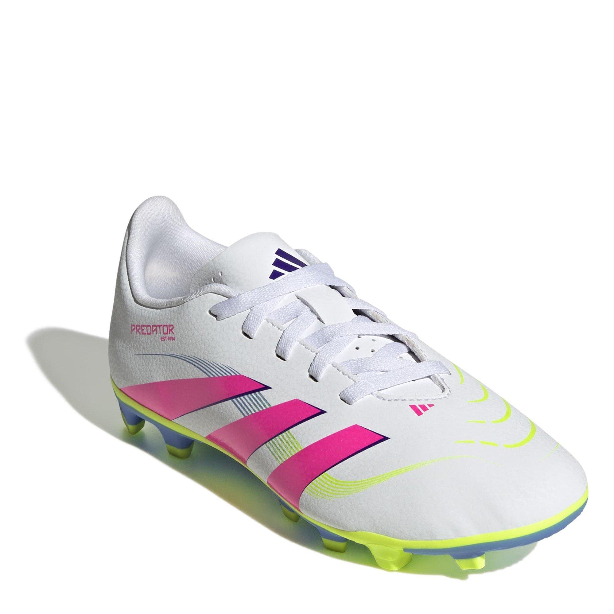 Wht/Pink/Lemon - adidas - Predator Club Firm Ground Boots Juniors - 3