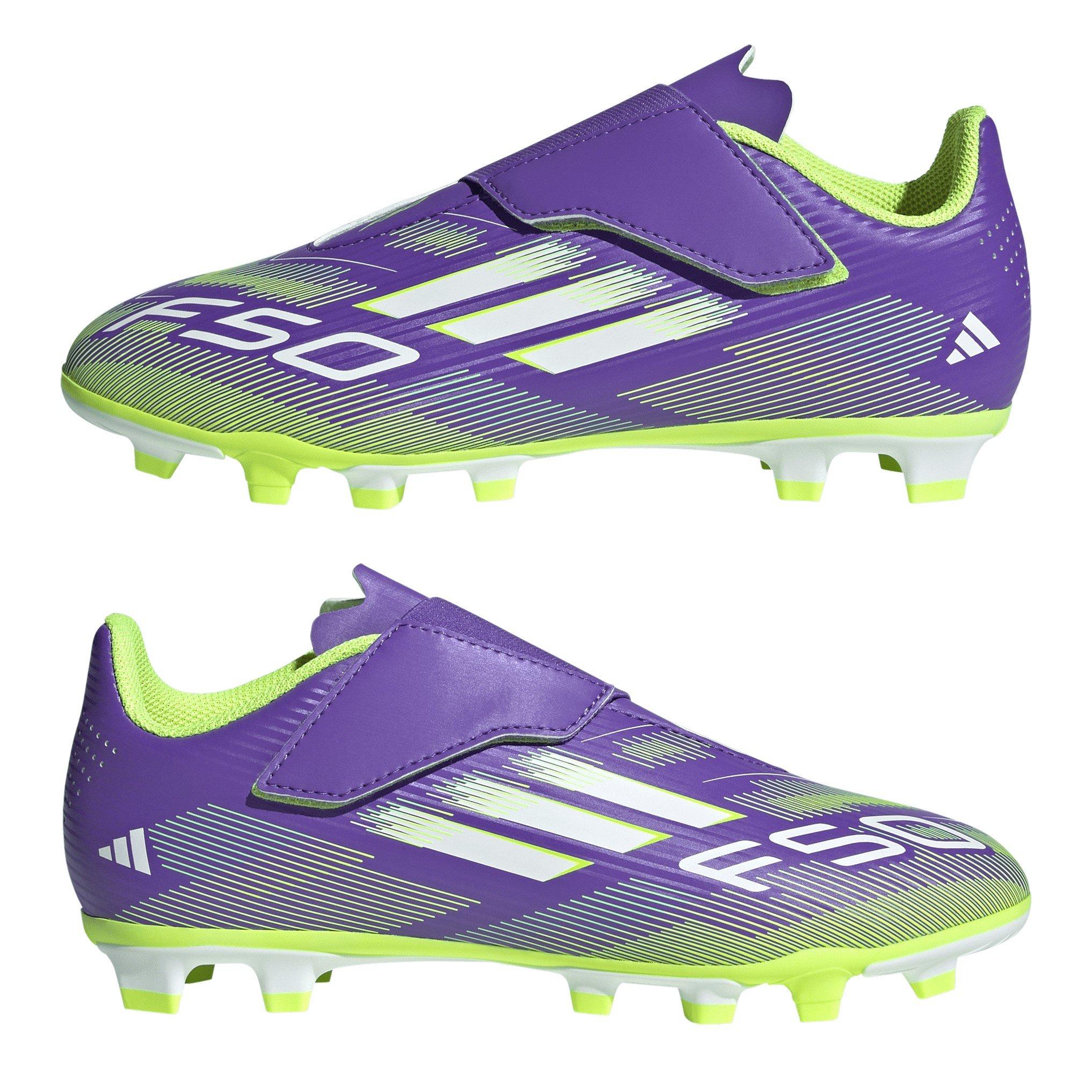 Purp/Wht/Lemon - adidas - F50 Club Juniors Firm Ground Football Boots - 9