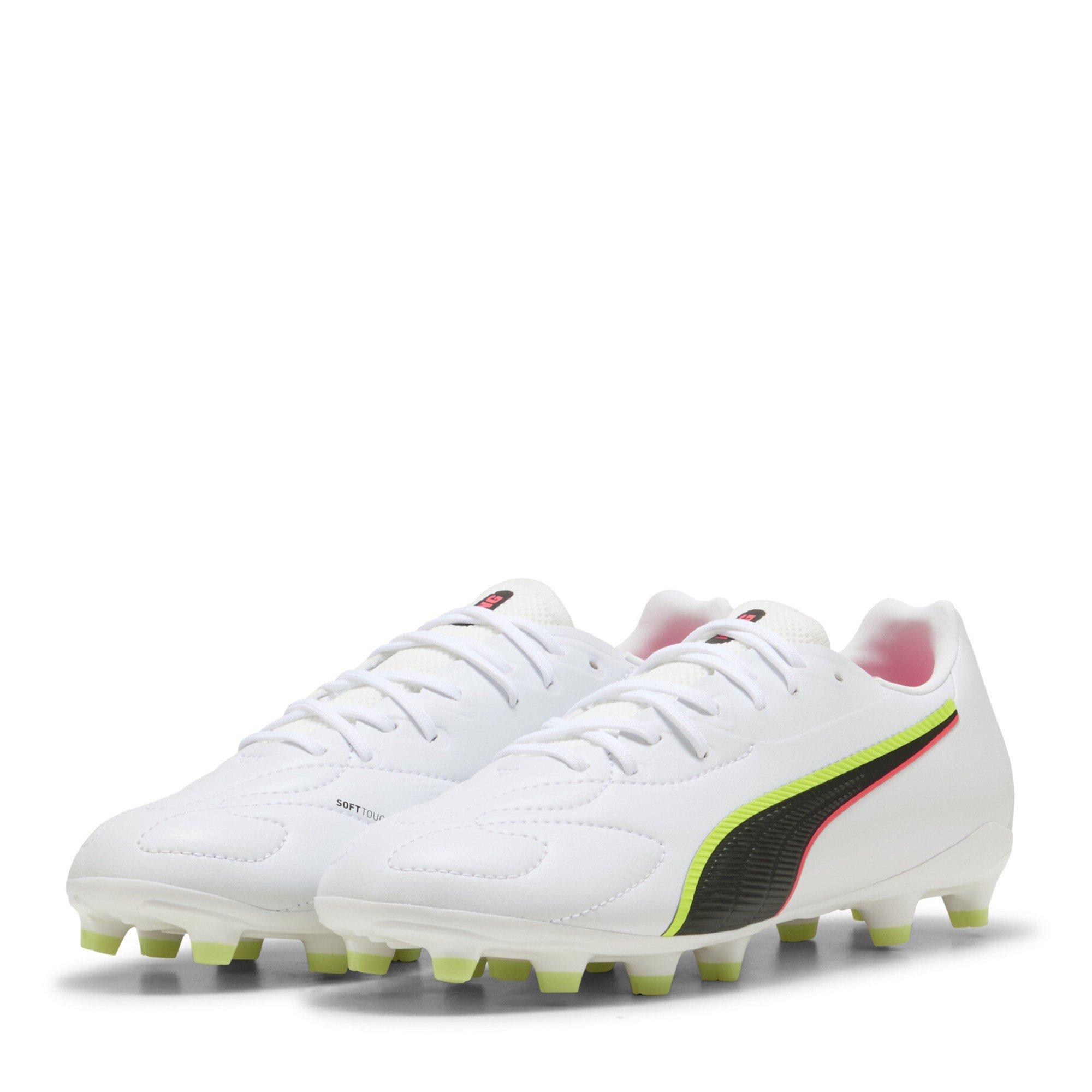 Puma Boys Kids King Match Firm Ground Football Boots - White/Red - 5.5 (38.5)
