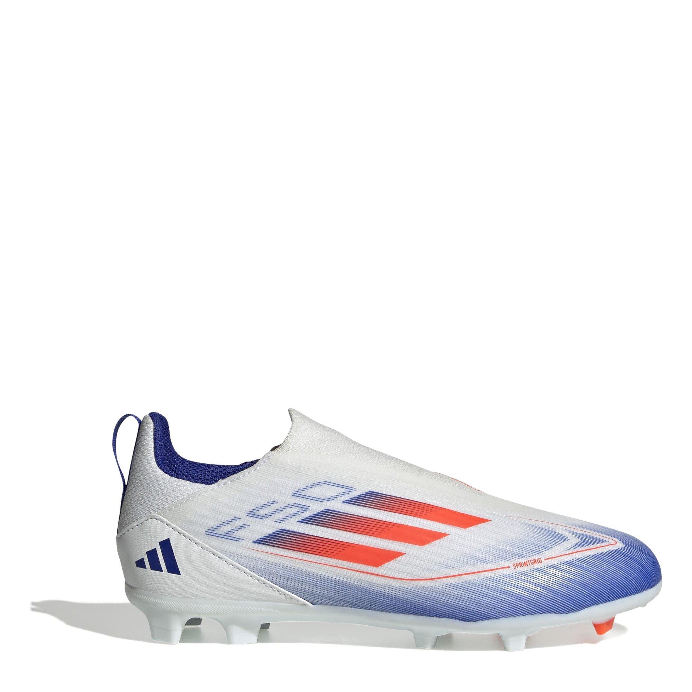 White/Red/Blue - adidas - F50 League Laceless Junior Firm Ground Football Boots - 1