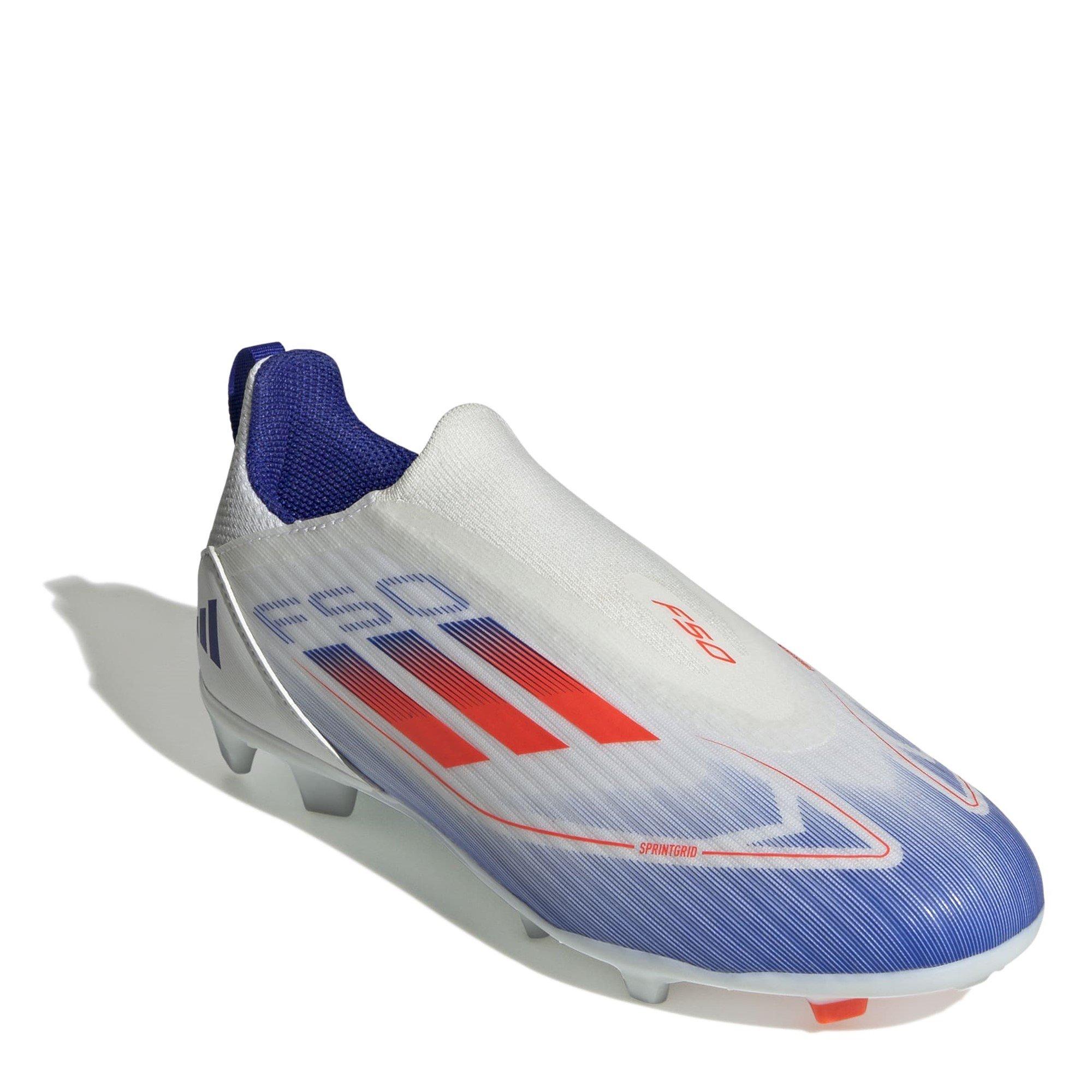 White/Red/Blue - adidas - F50 League Laceless Junior Firm Ground Football Boots - 3