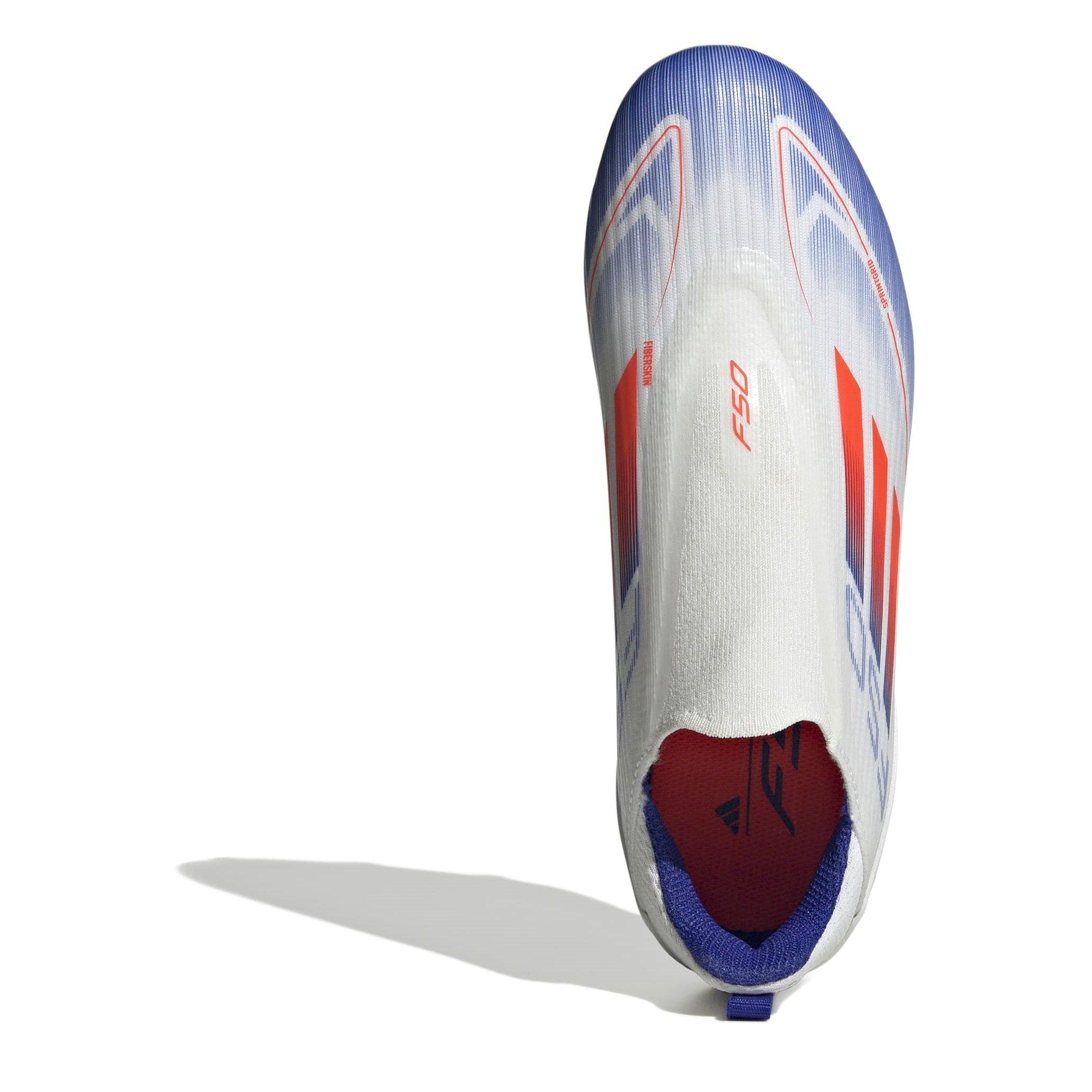 White/Red/Blue - adidas - F50 League Laceless Junior Firm Ground Football Boots - 5