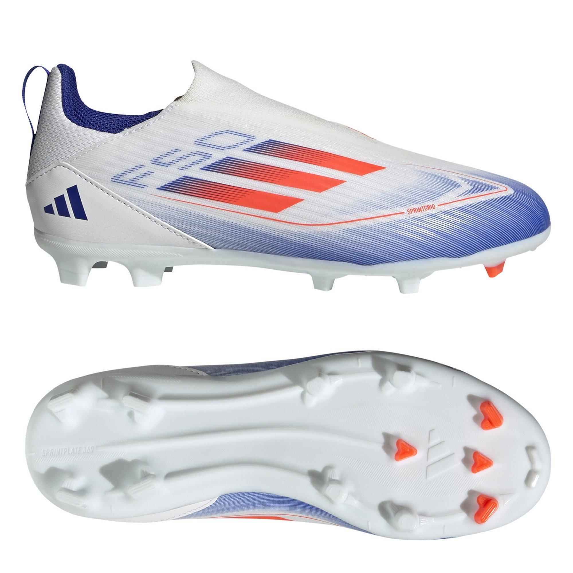 White/Red/Blue - adidas - F50 League Laceless Junior Firm Ground Football Boots - 10