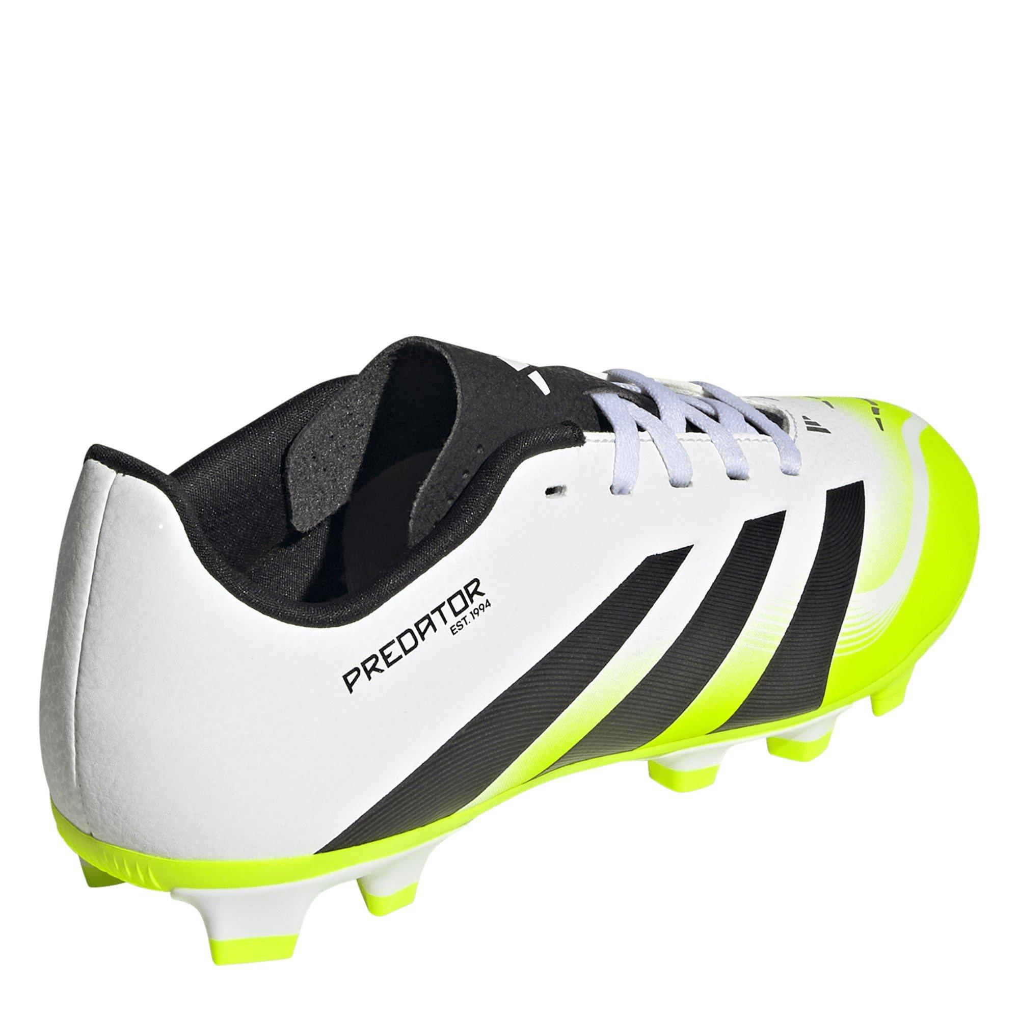 White/Blk/Lemon - adidas - Kids' Pred Club Firm Ground Football Boot - 4
