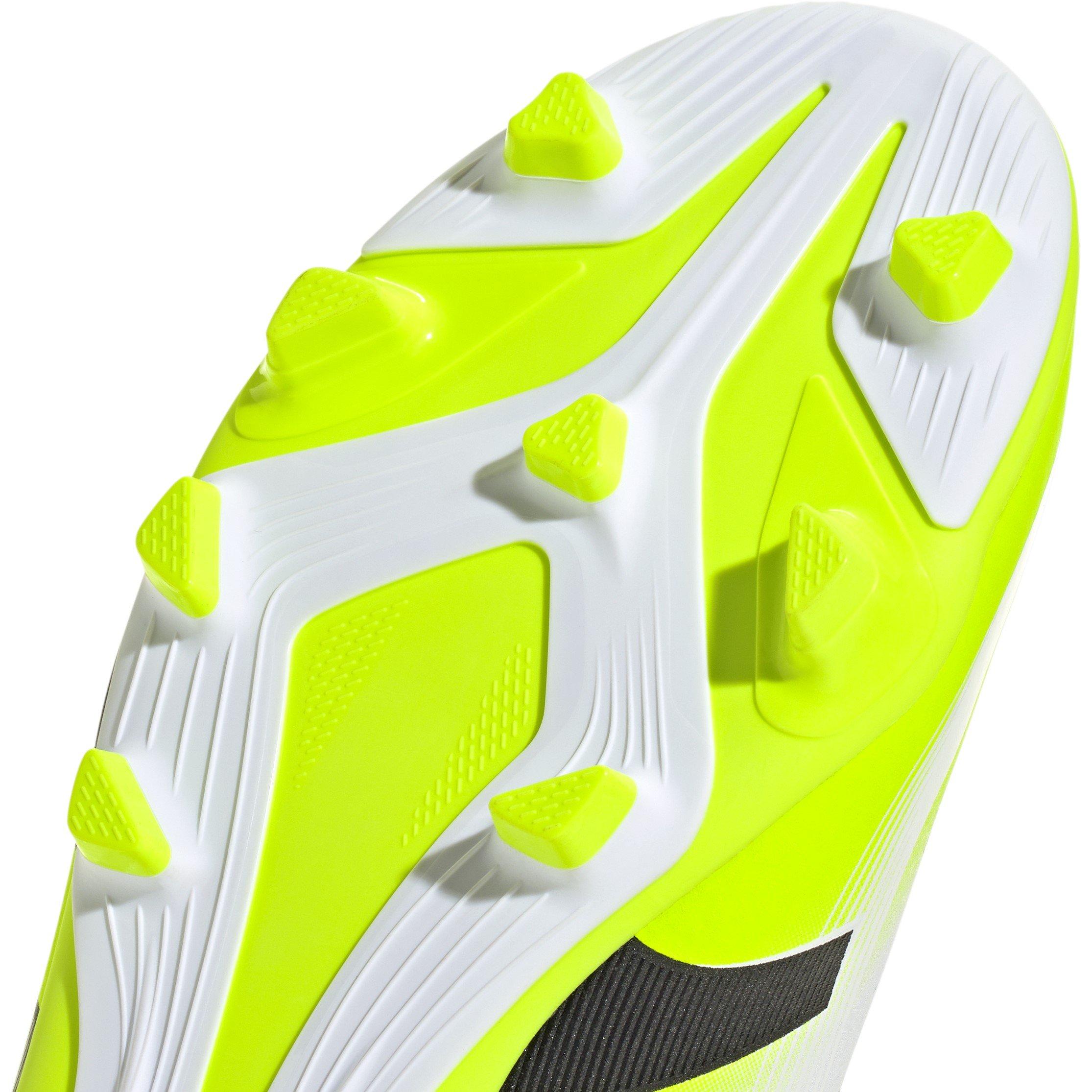 White/Blk/Lemon - adidas - Kids' Pred Club Firm Ground Football Boot - 8