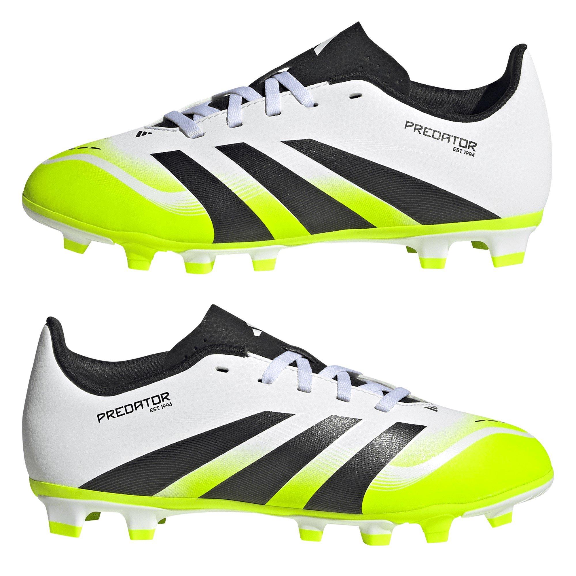 White/Blk/Lemon - adidas - Kids' Pred Club Firm Ground Football Boot - 9