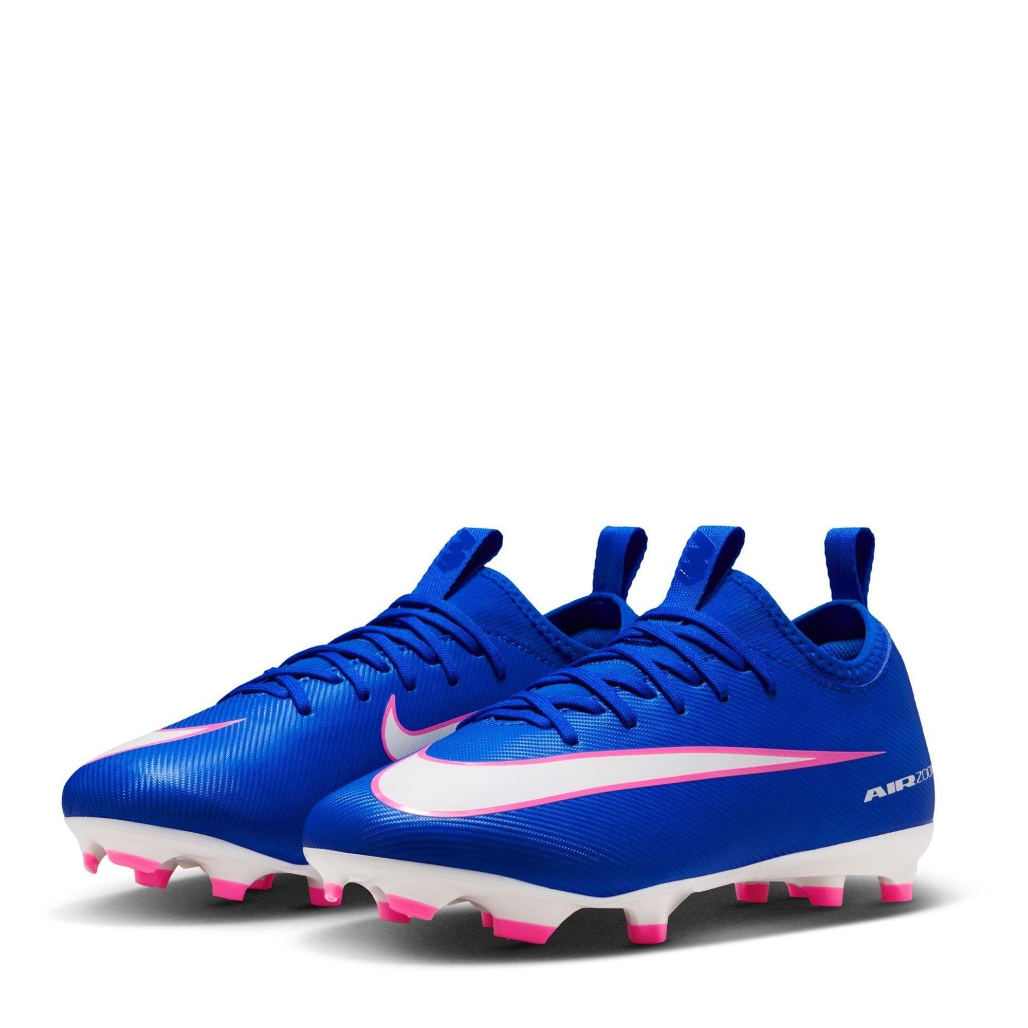 Blue/Wht/Pink - Nike - Zoom Mercurial Vapor 16 Juniors Firm Ground Football Boots - 4