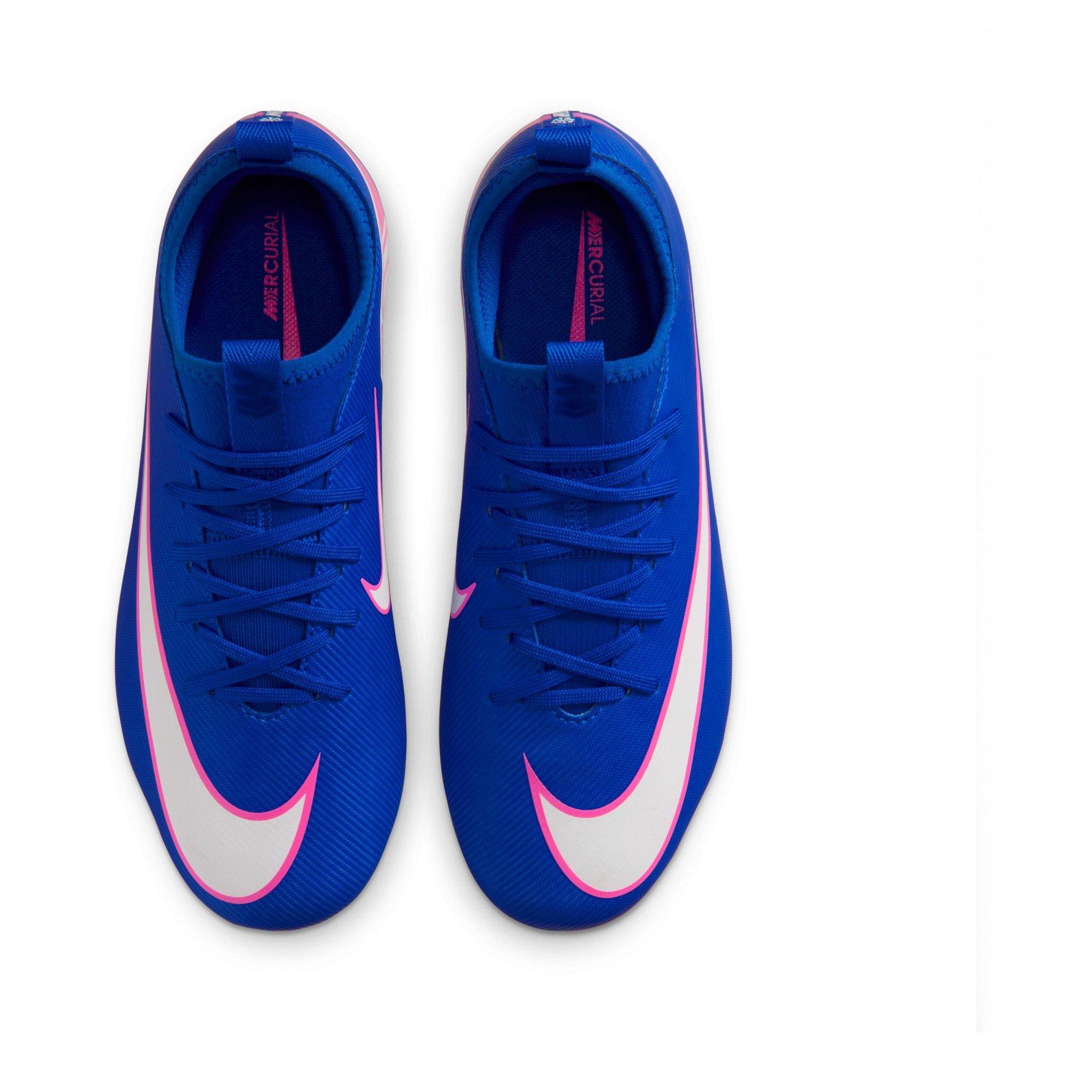 Blue/Wht/Pink - Nike - Zoom Mercurial Vapor 16 Juniors Firm Ground Football Boots - 6
