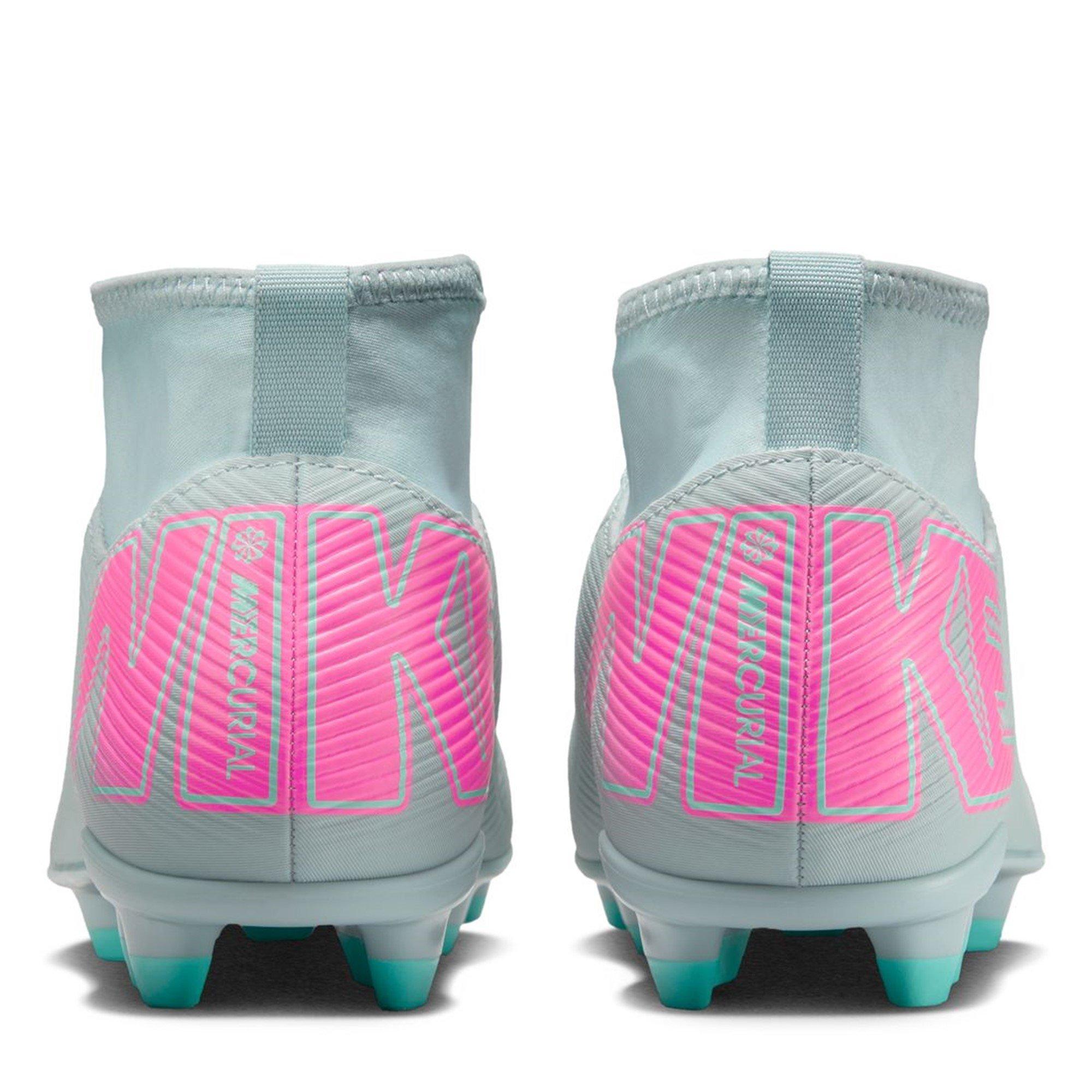 Gris/Rosa - Nike - Mercurial Superfly 10 Junior Firm Ground Football Boots - 5
